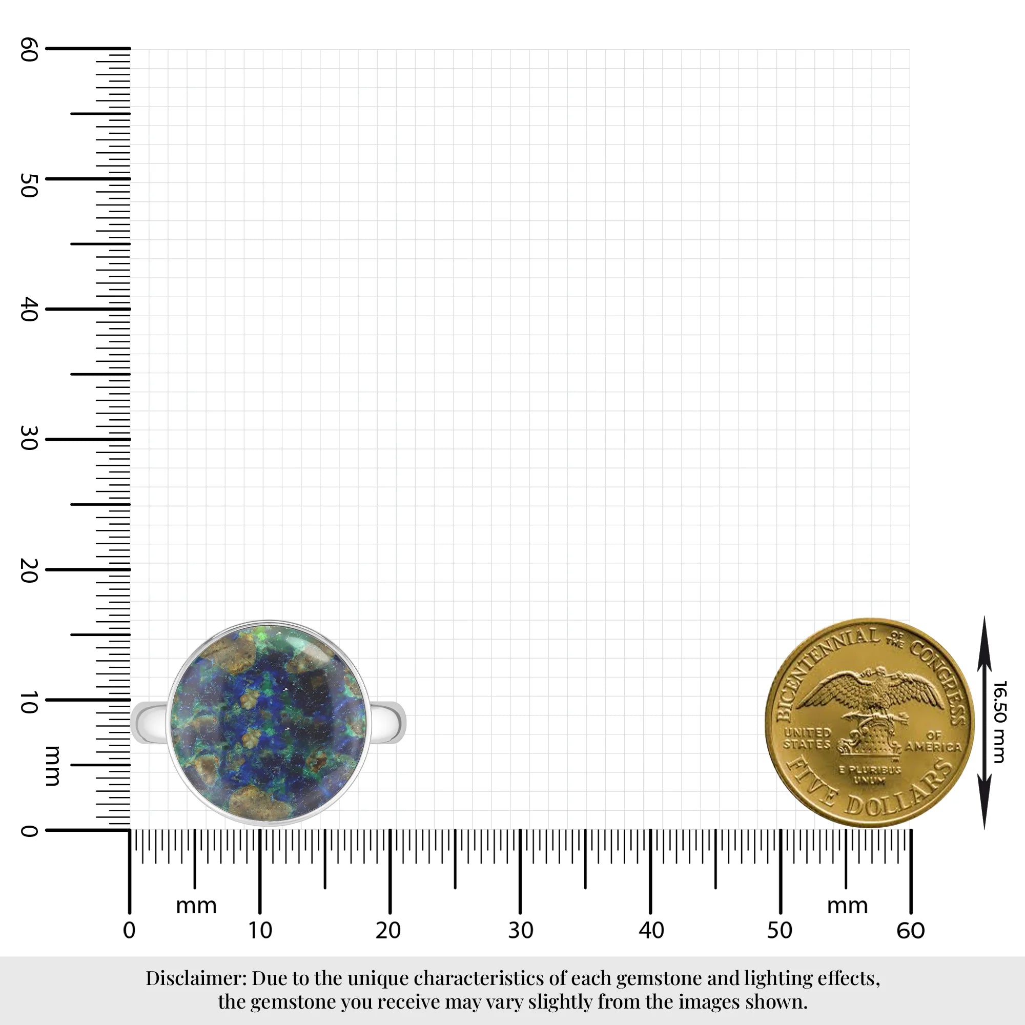 azurite malachite bezel-set ring