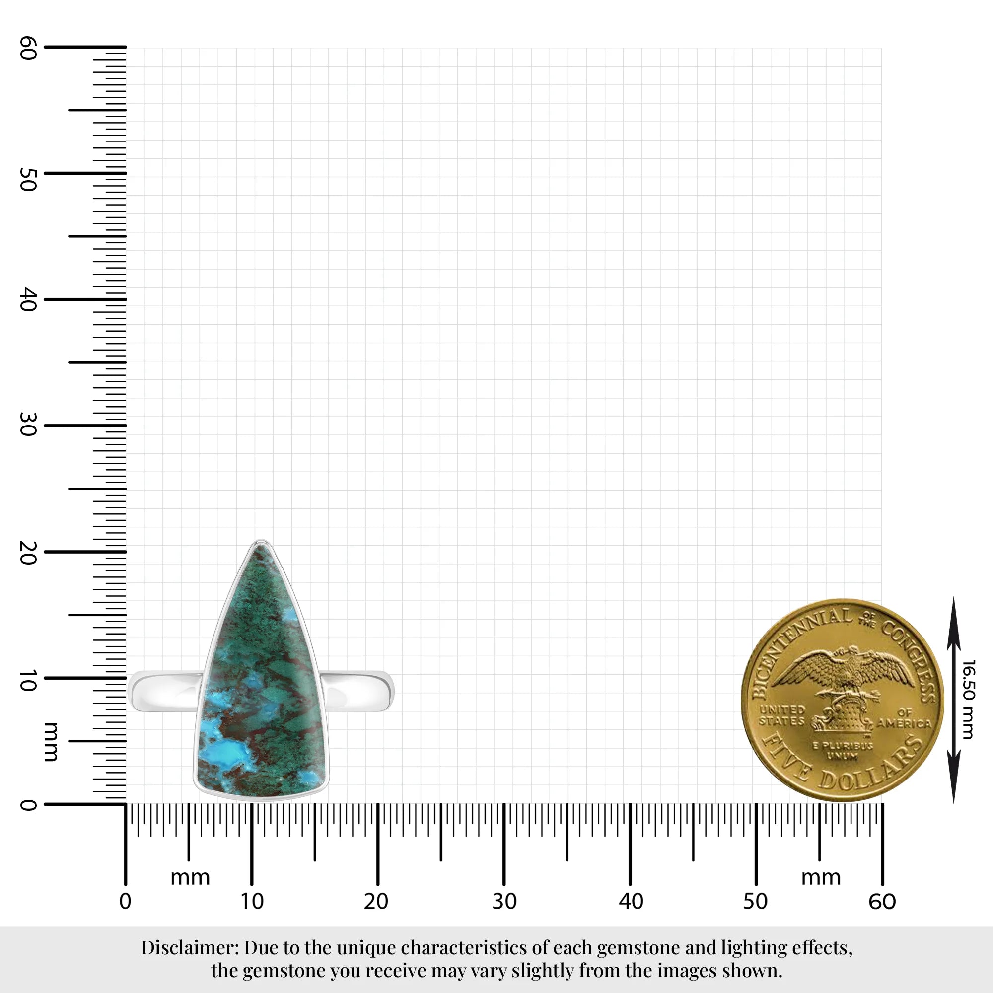 chrysocolla bezel-set ring