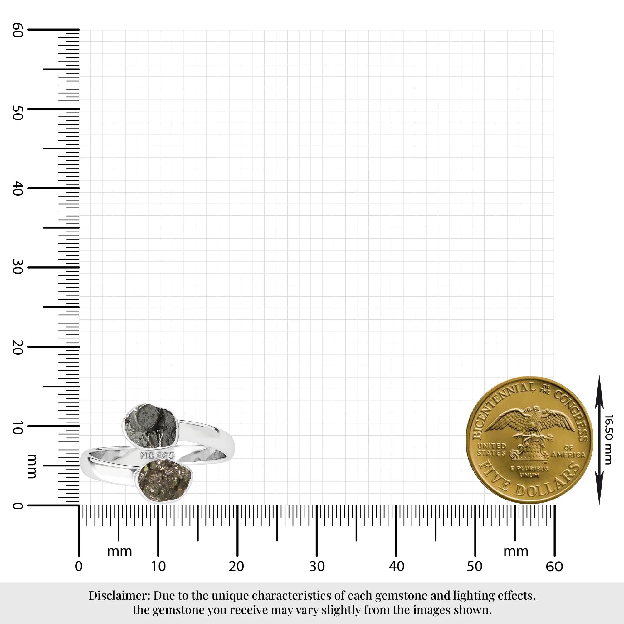 meteorite-pyrite stackable bezel-set ring