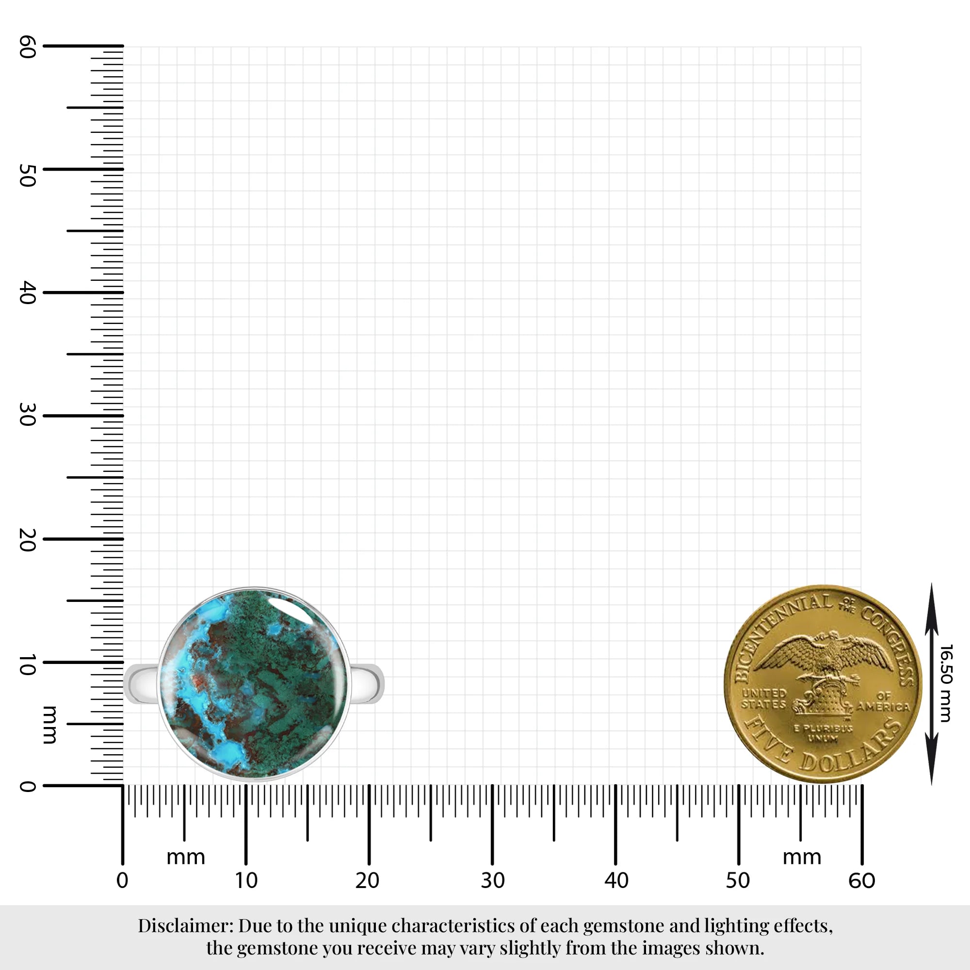 chrysocolla bezel-set ring