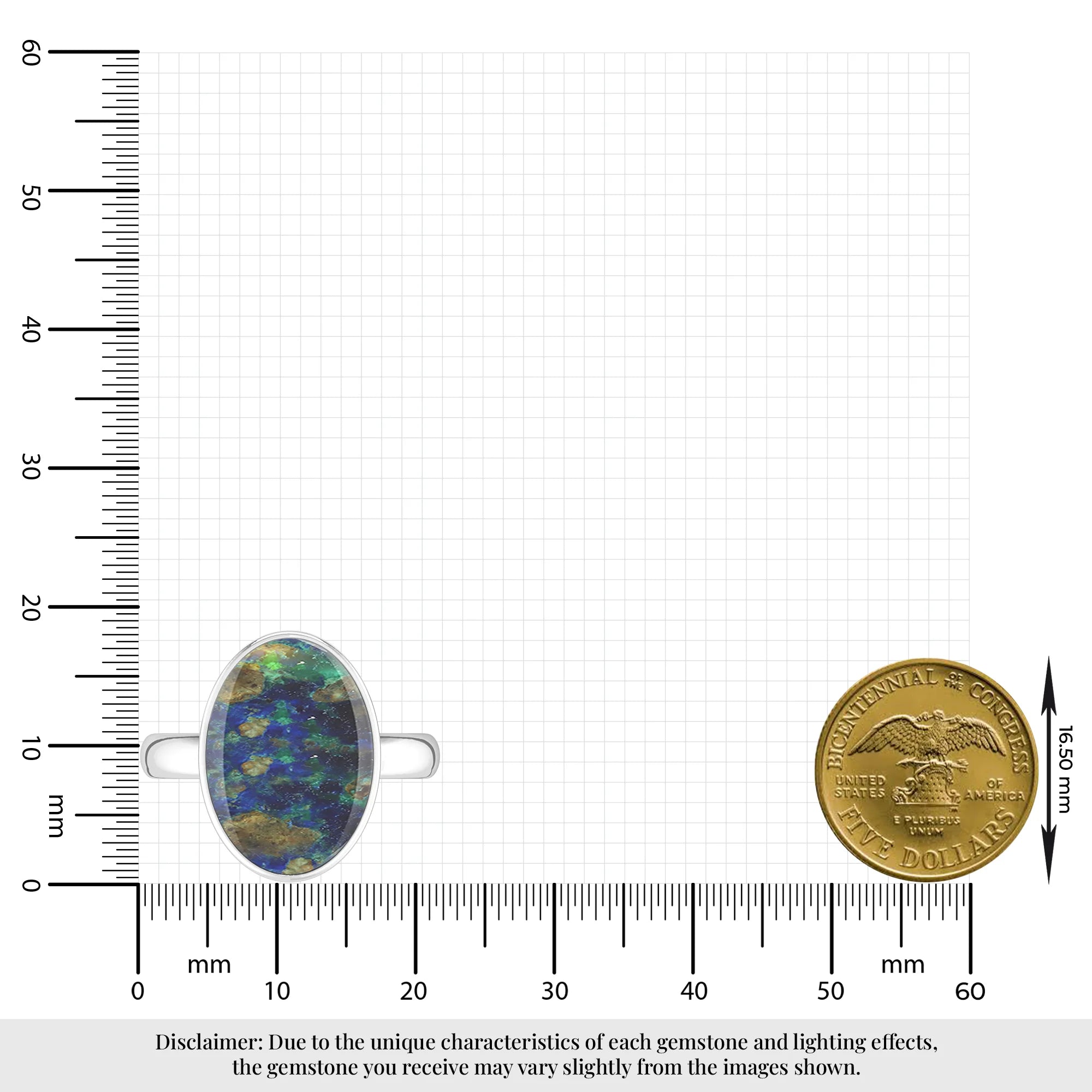 azurite malachite bezel-set ring