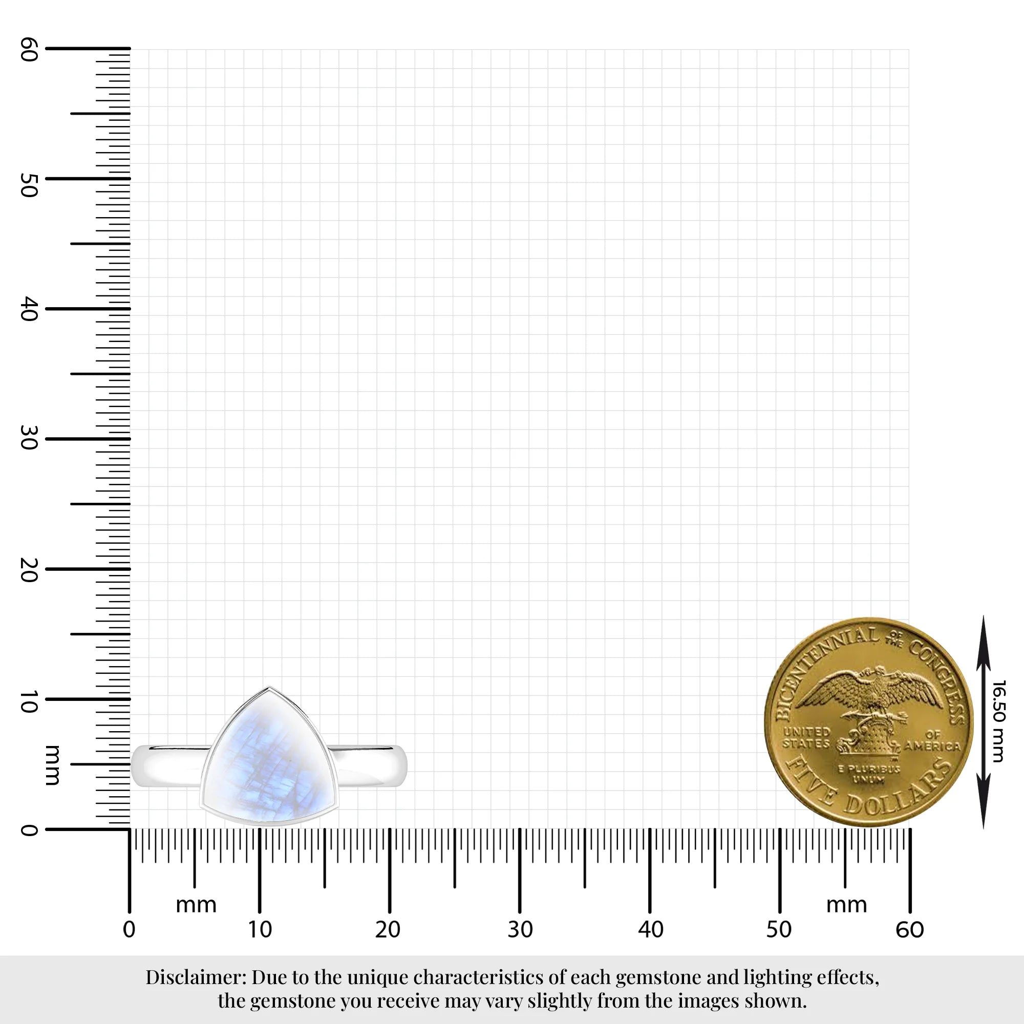 rainbow-moonstone bezel-set ring