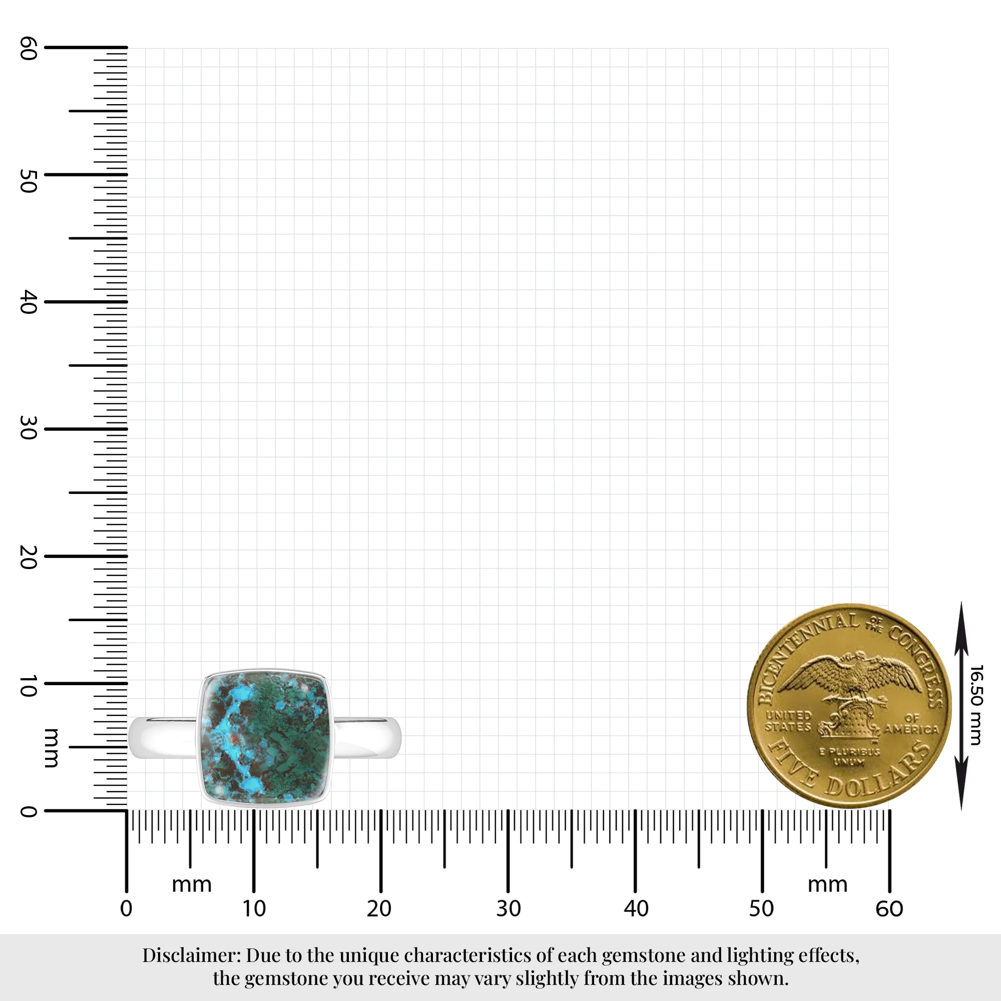 chrysocolla bezel-set ring