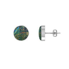 azurite malachite cab earrings