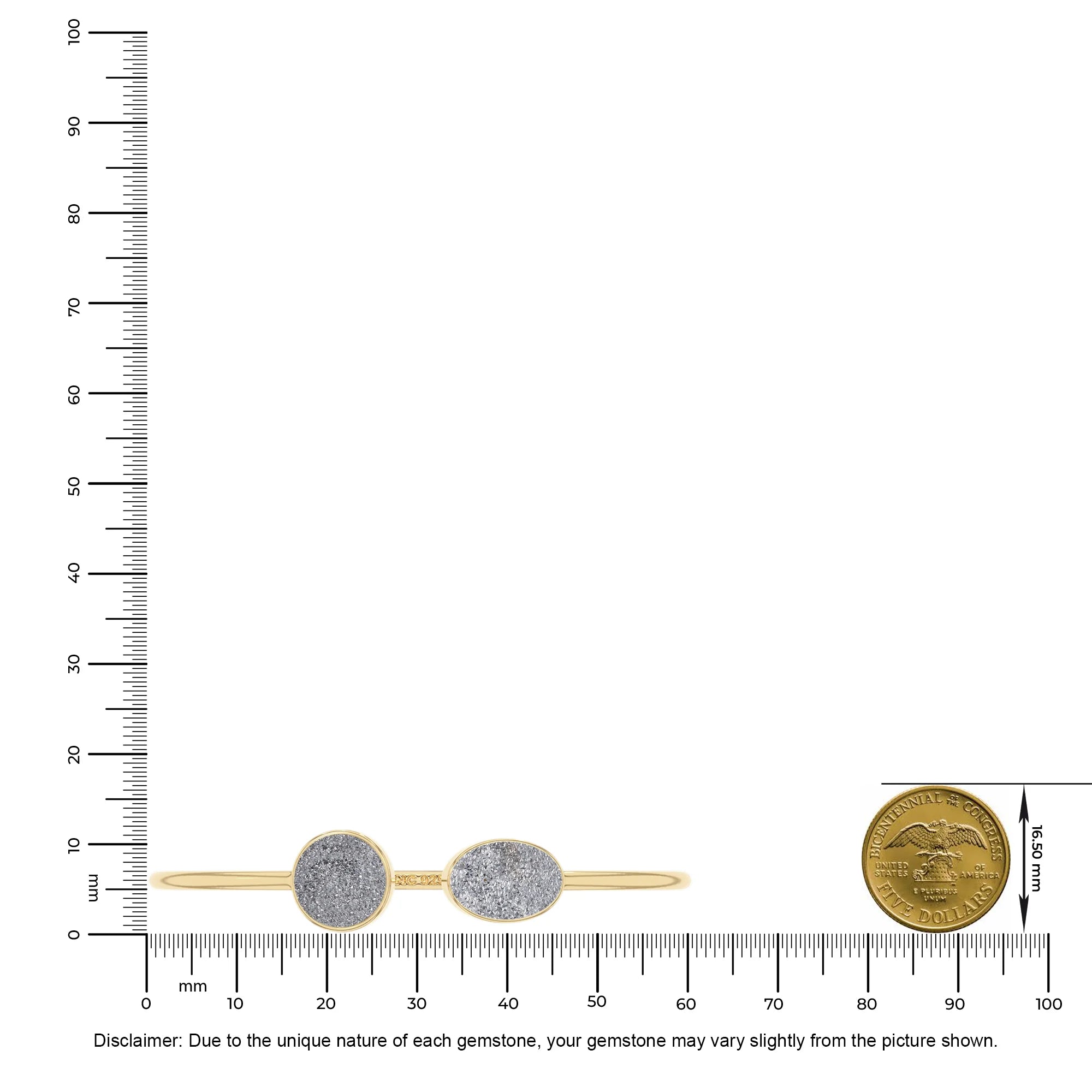 titanium druzy silver cab bracelet