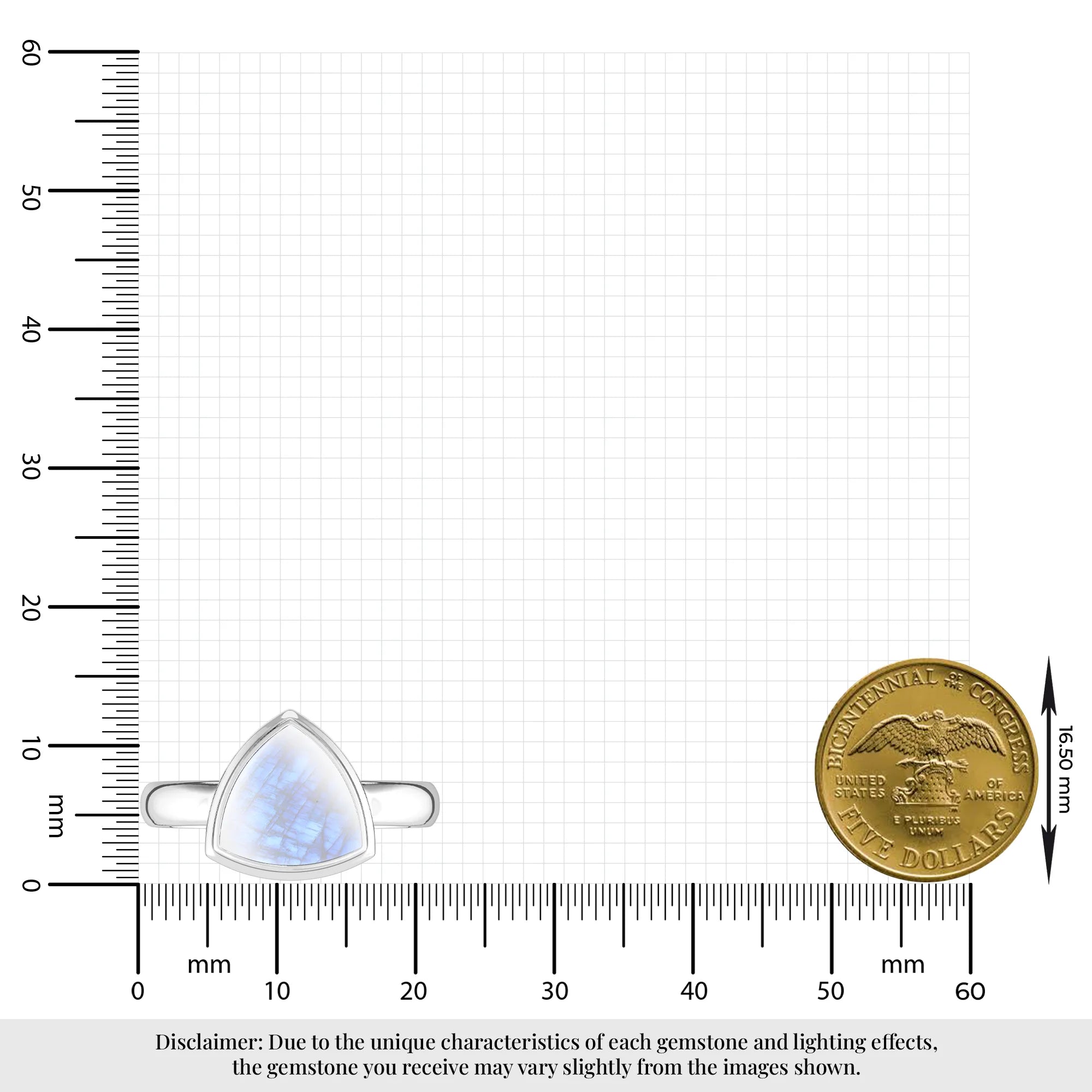 rainbow-moonstone bezel-set ring