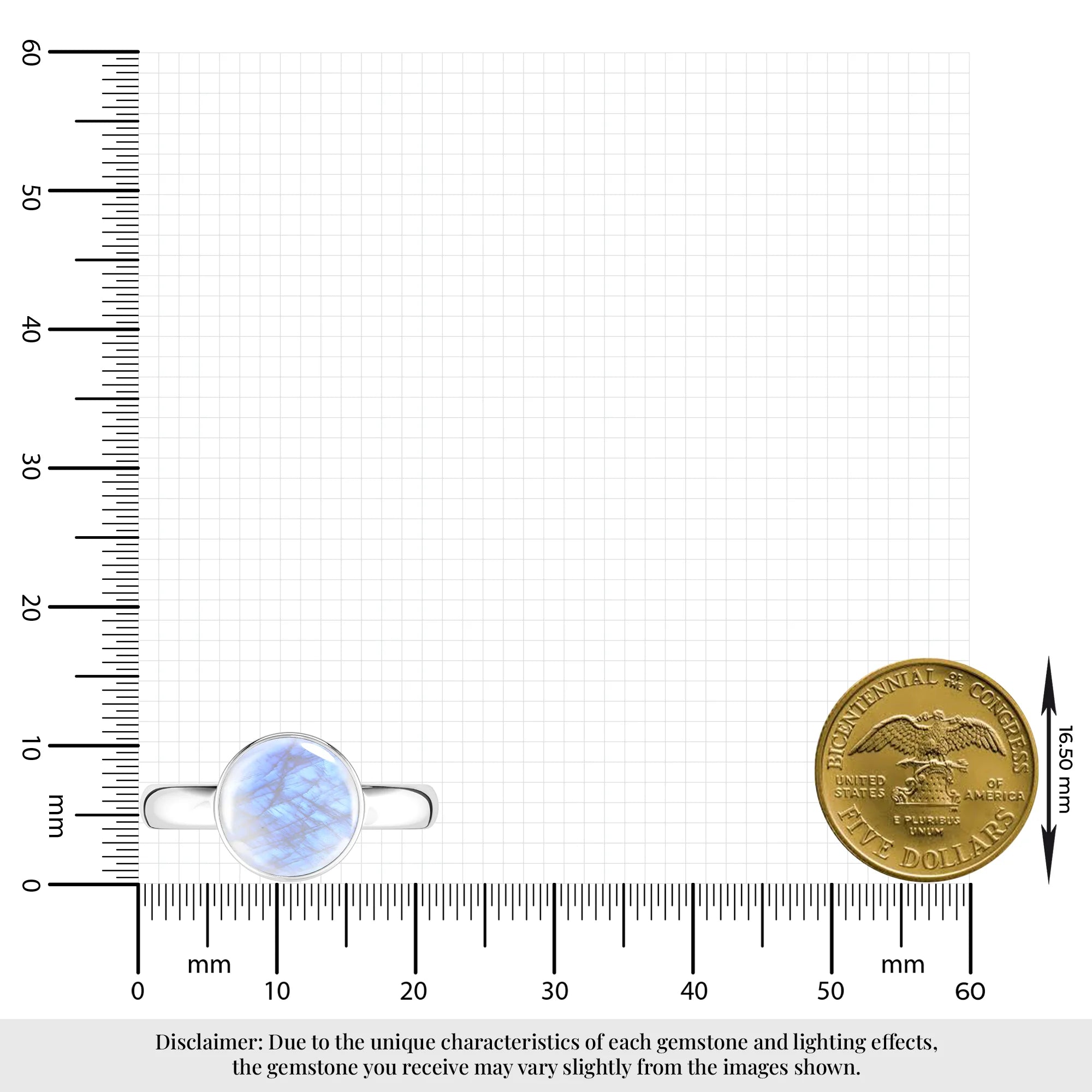 rainbow-moonstone bezel-set ring