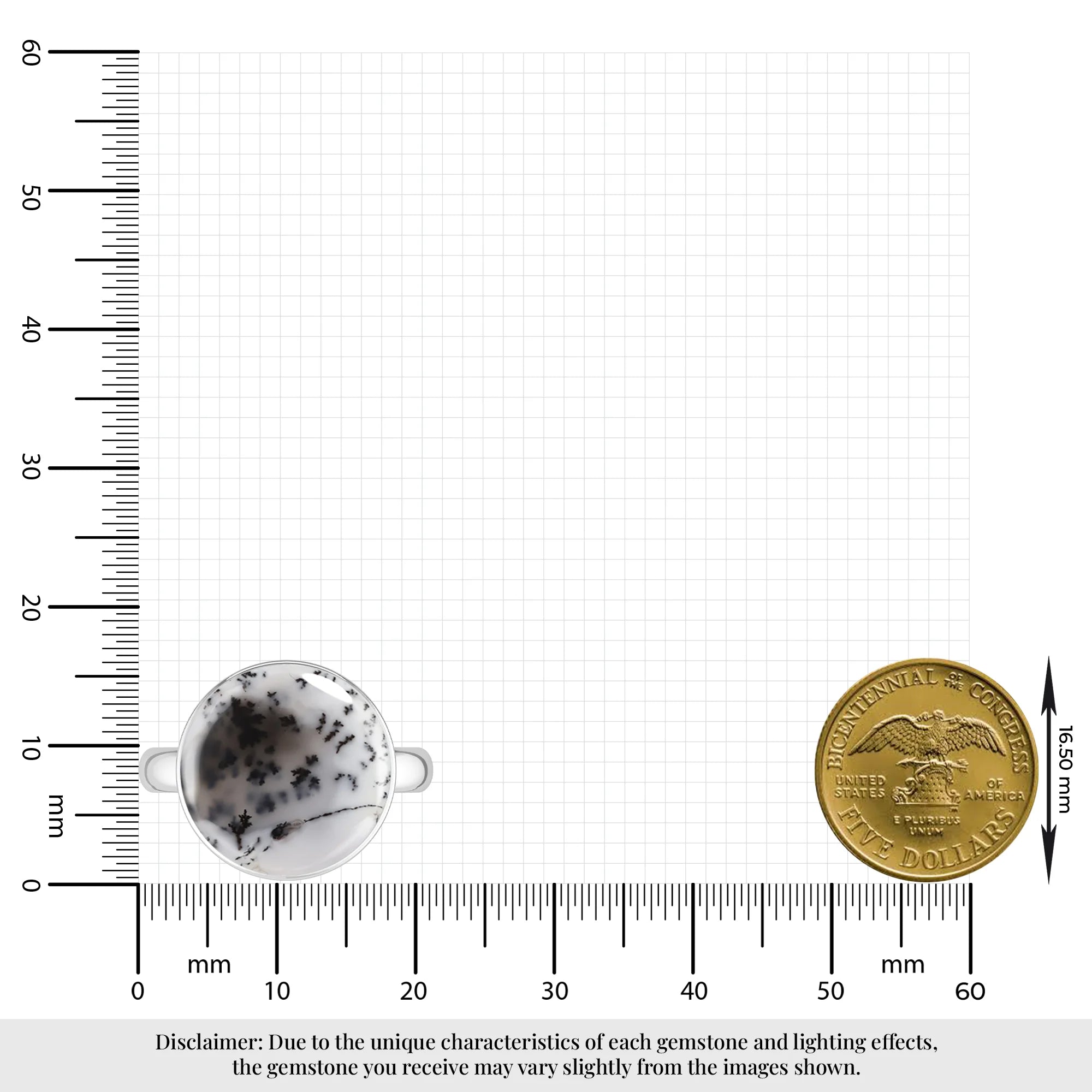dendritic-opal bezel-set ring