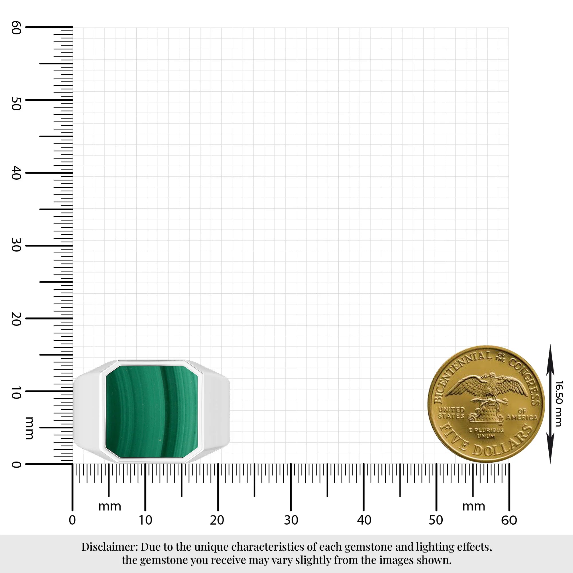 malachite men bezel-set ring