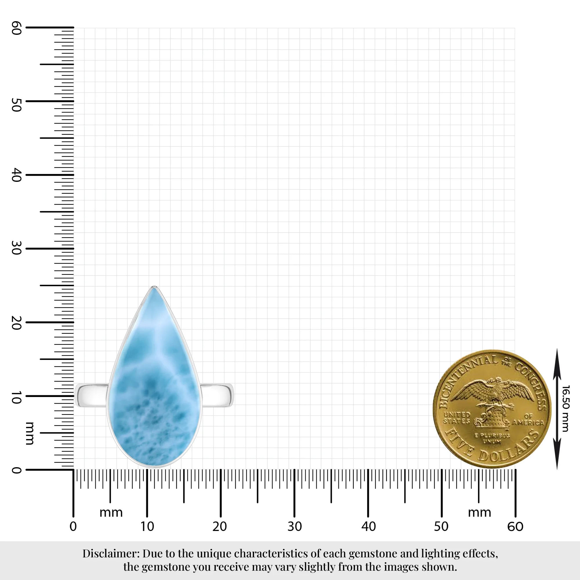 larimar bezel-set ring