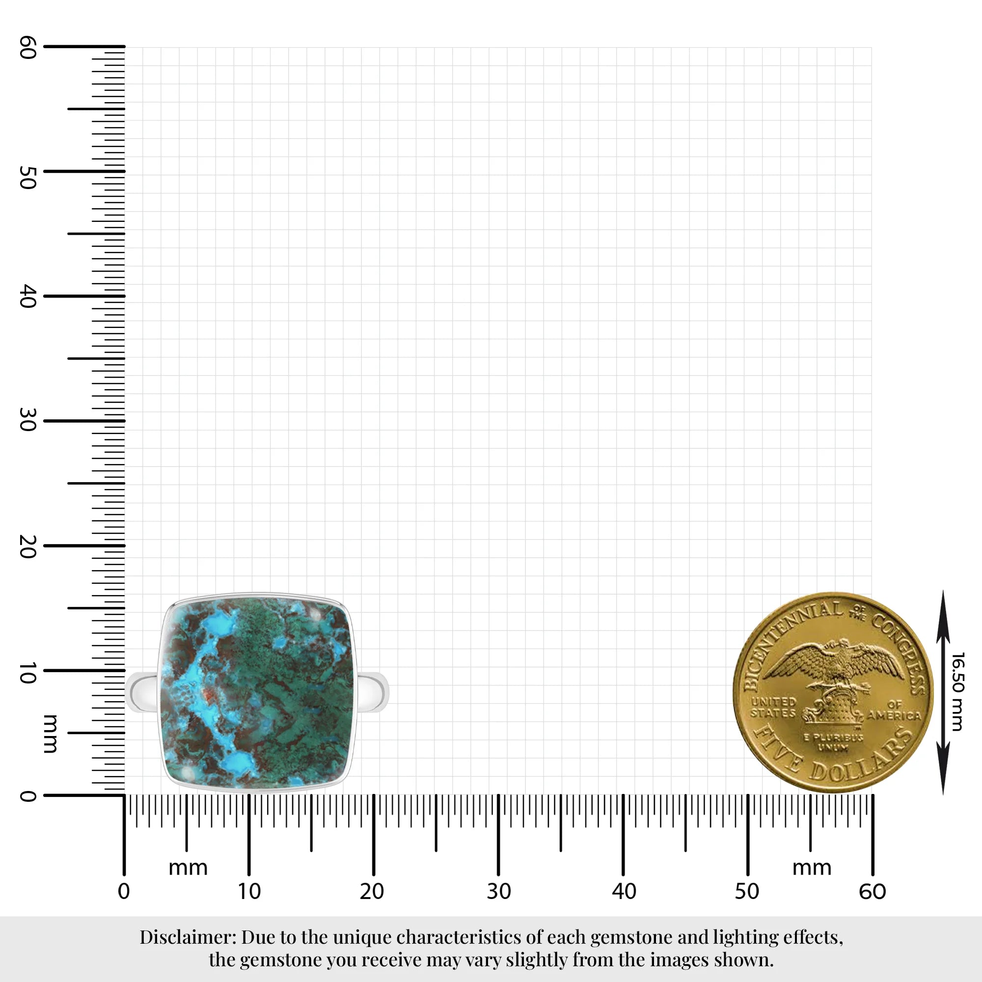chrysocolla bezel-set ring