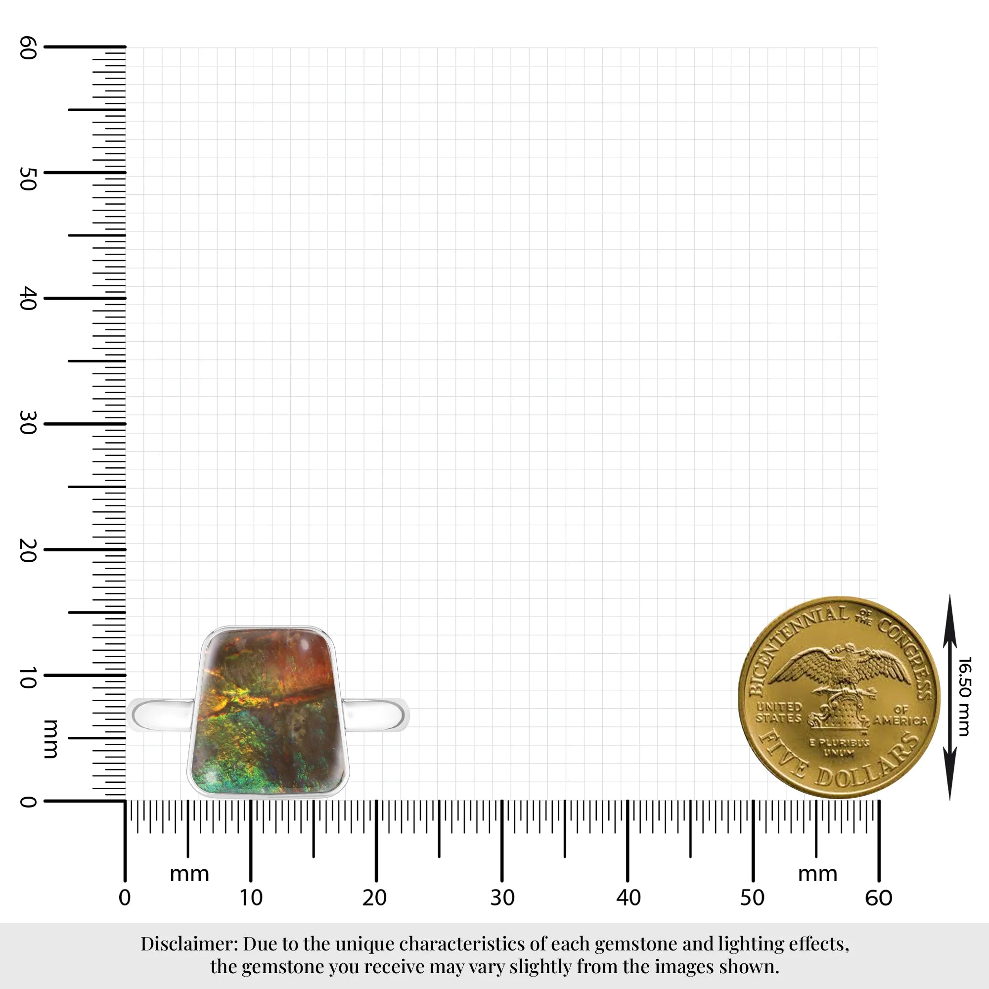 ammolite bezel-set ring