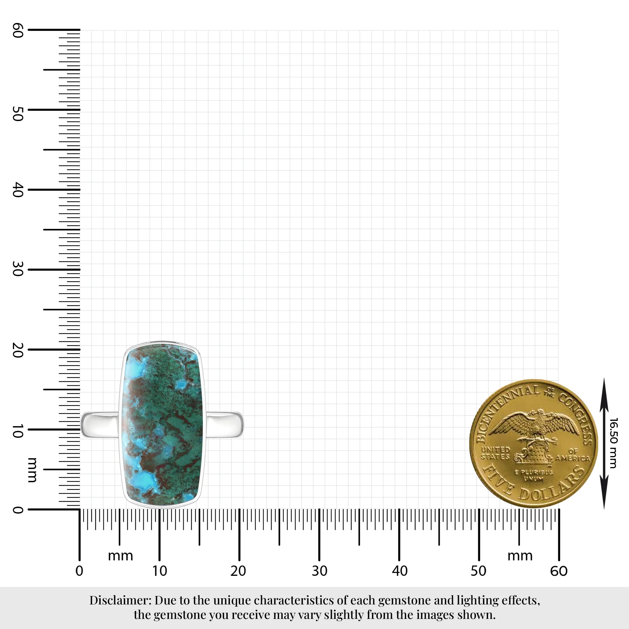 chrysocolla bezel-set ring