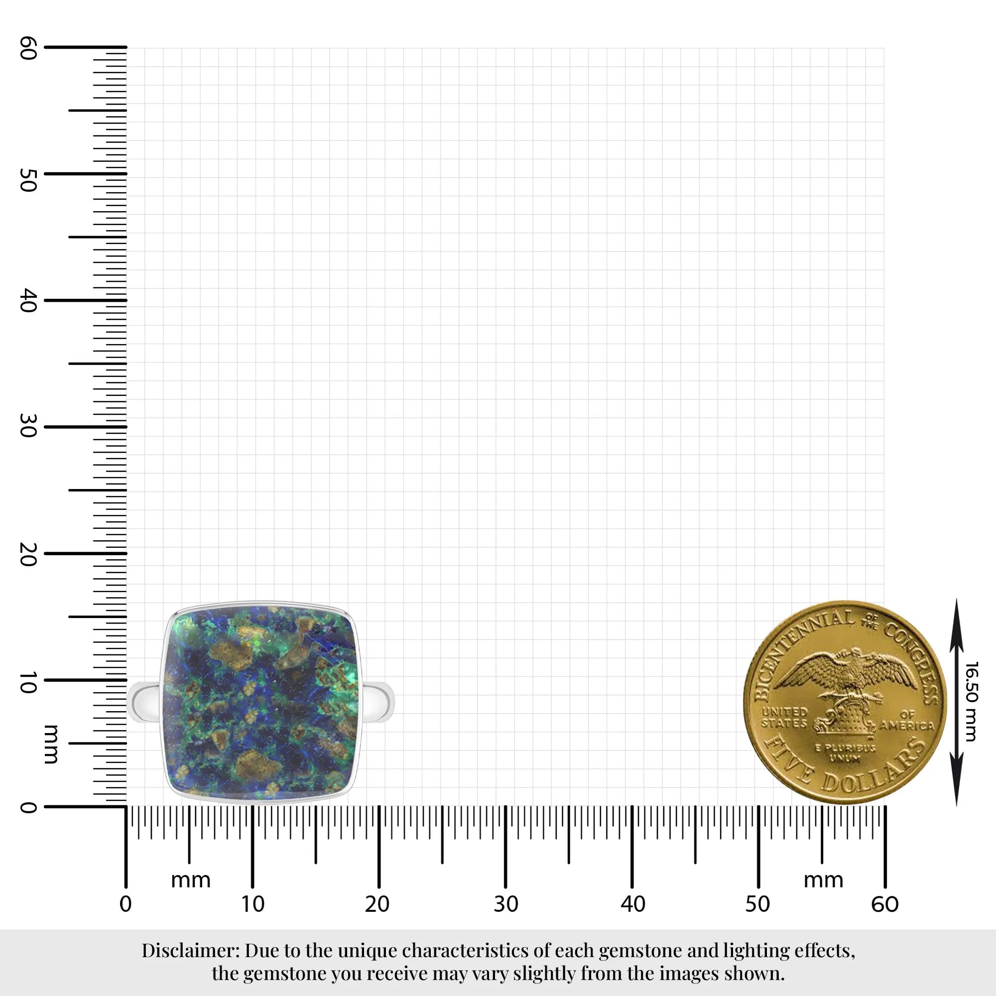 azurite malachite bezel-set ring