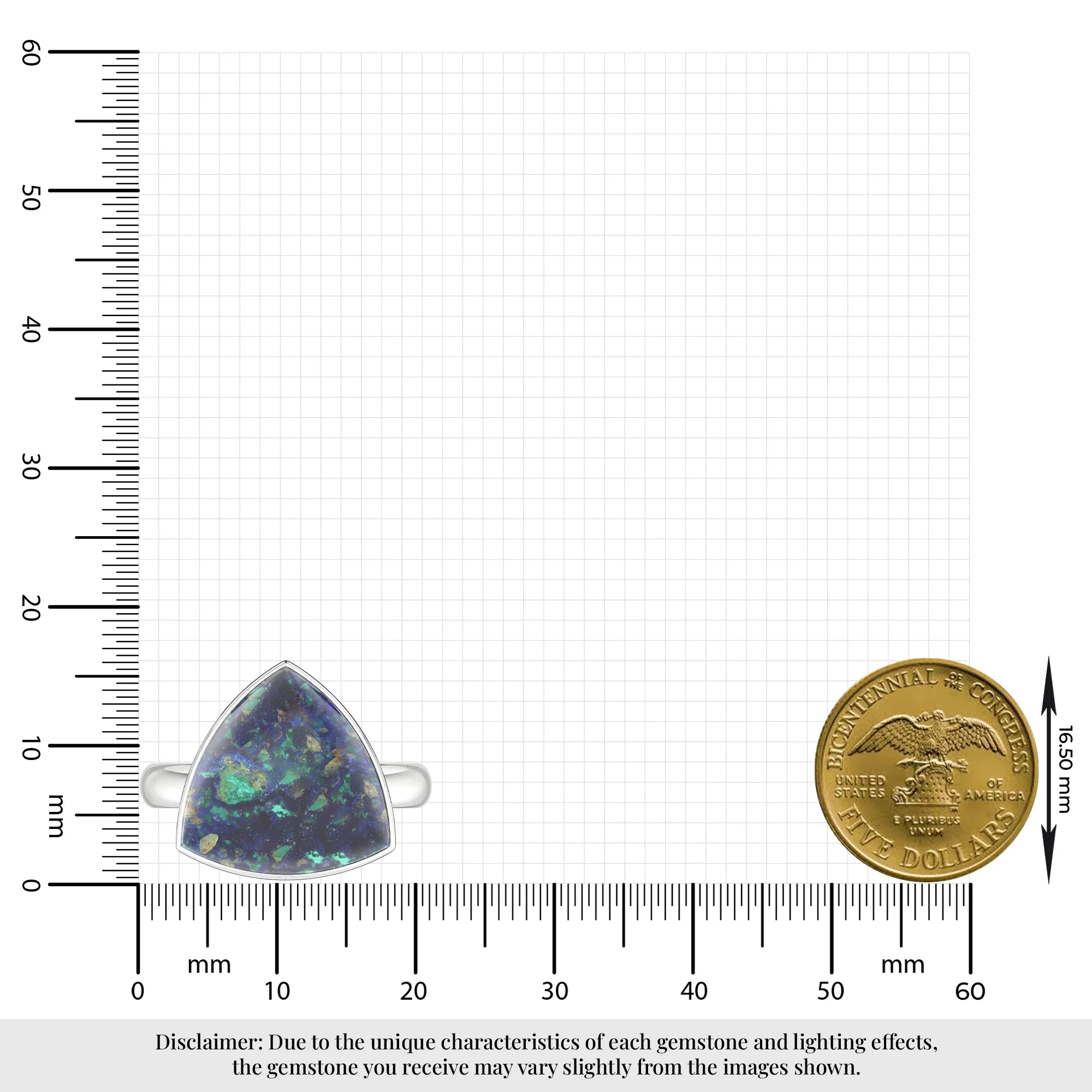 azurite malachite bezel-set ring