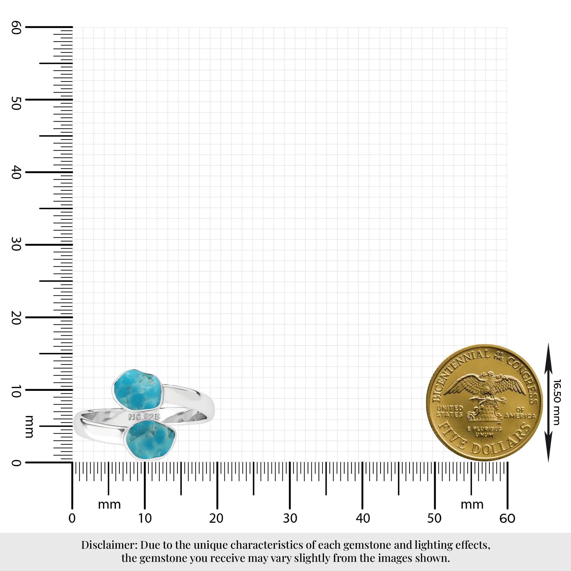 turquoise stackable bezel-set ring
