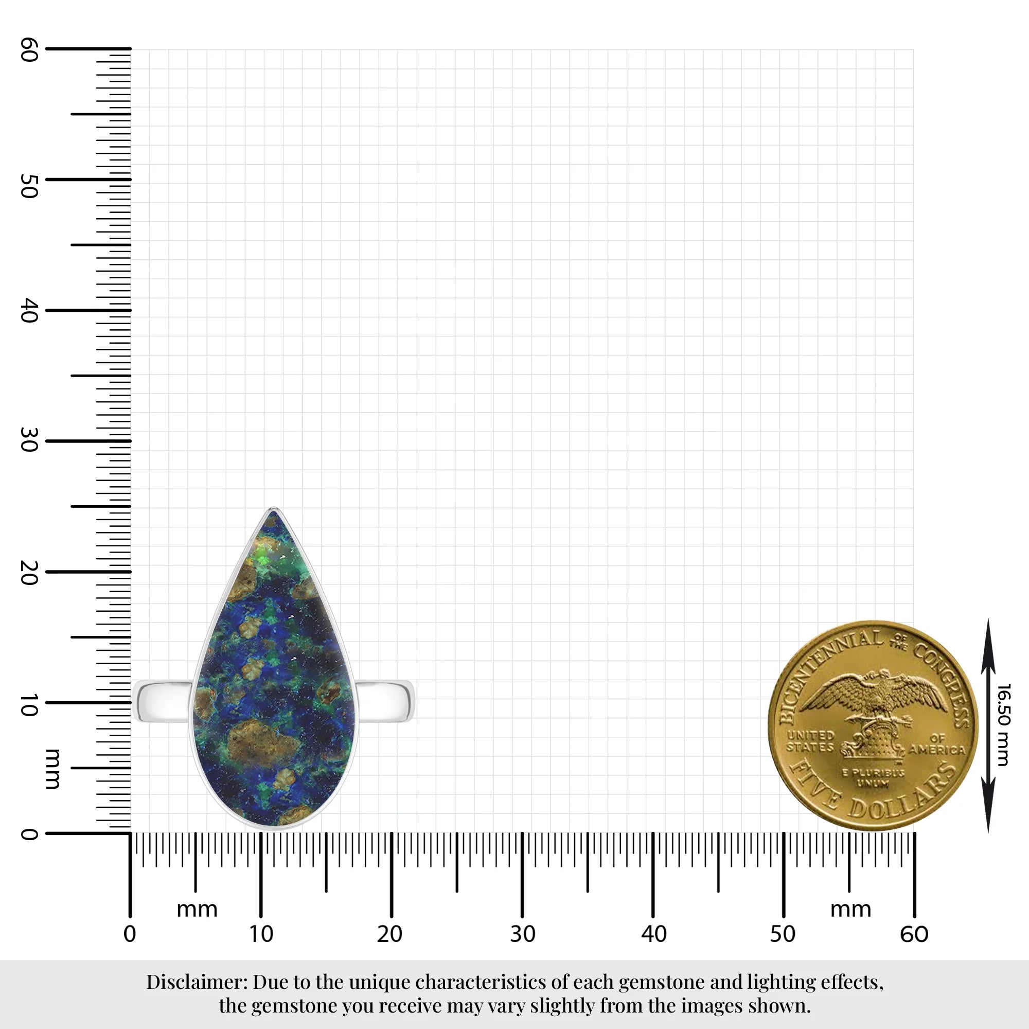 azurite malachite bezel-set ring