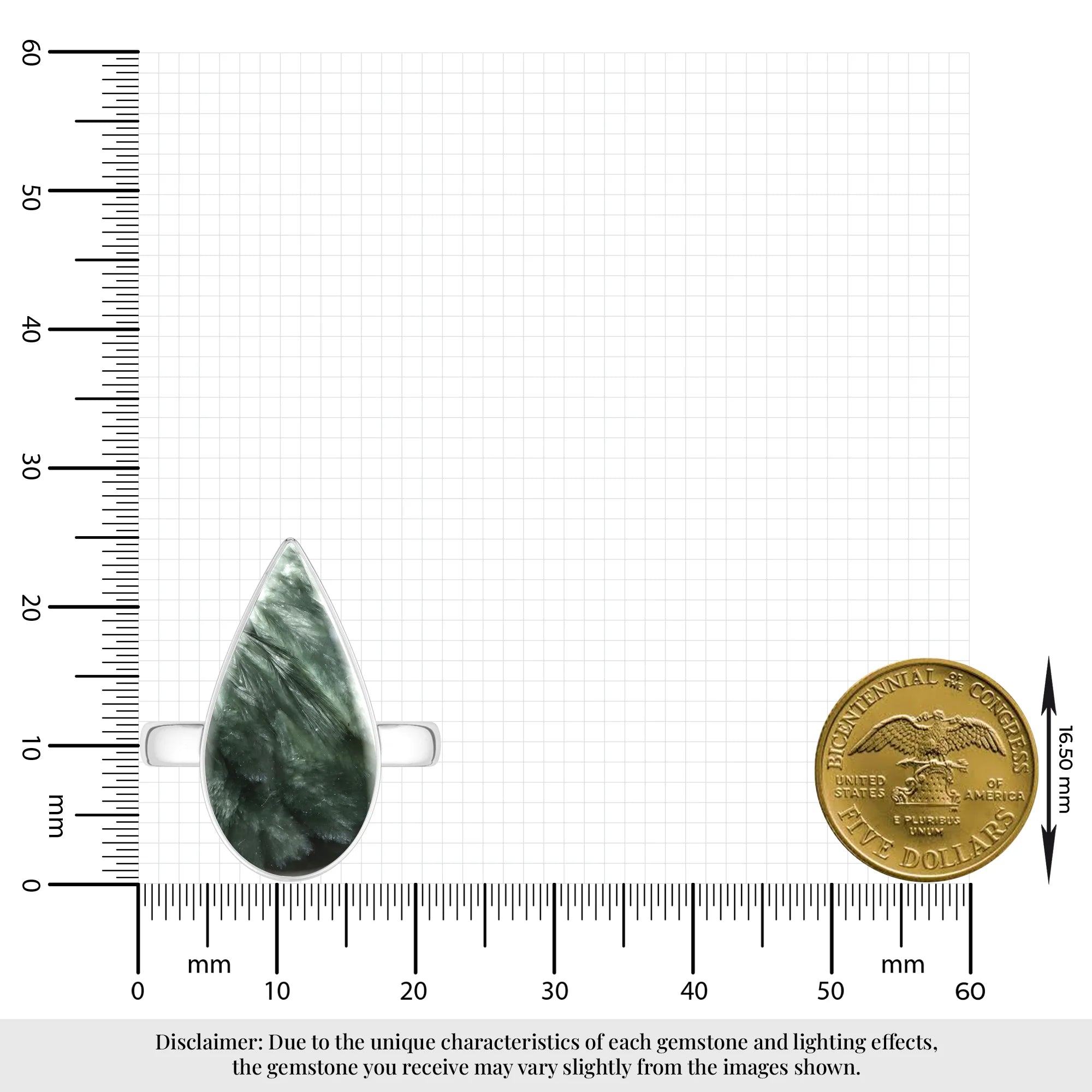 seraphinite bezel-set ring