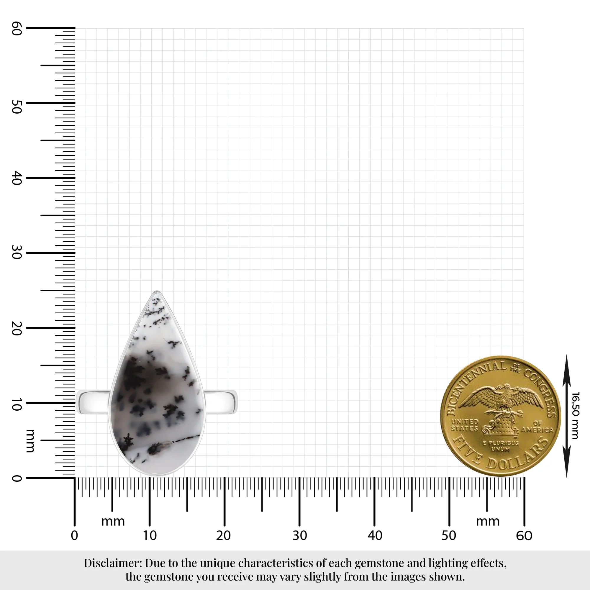 dendritic-opal bezel-set ring