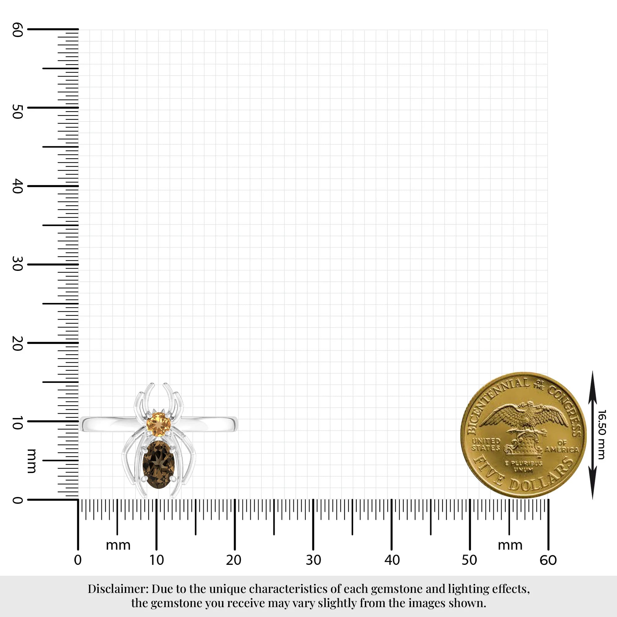 citrine-smoky-quartz prong-set ring