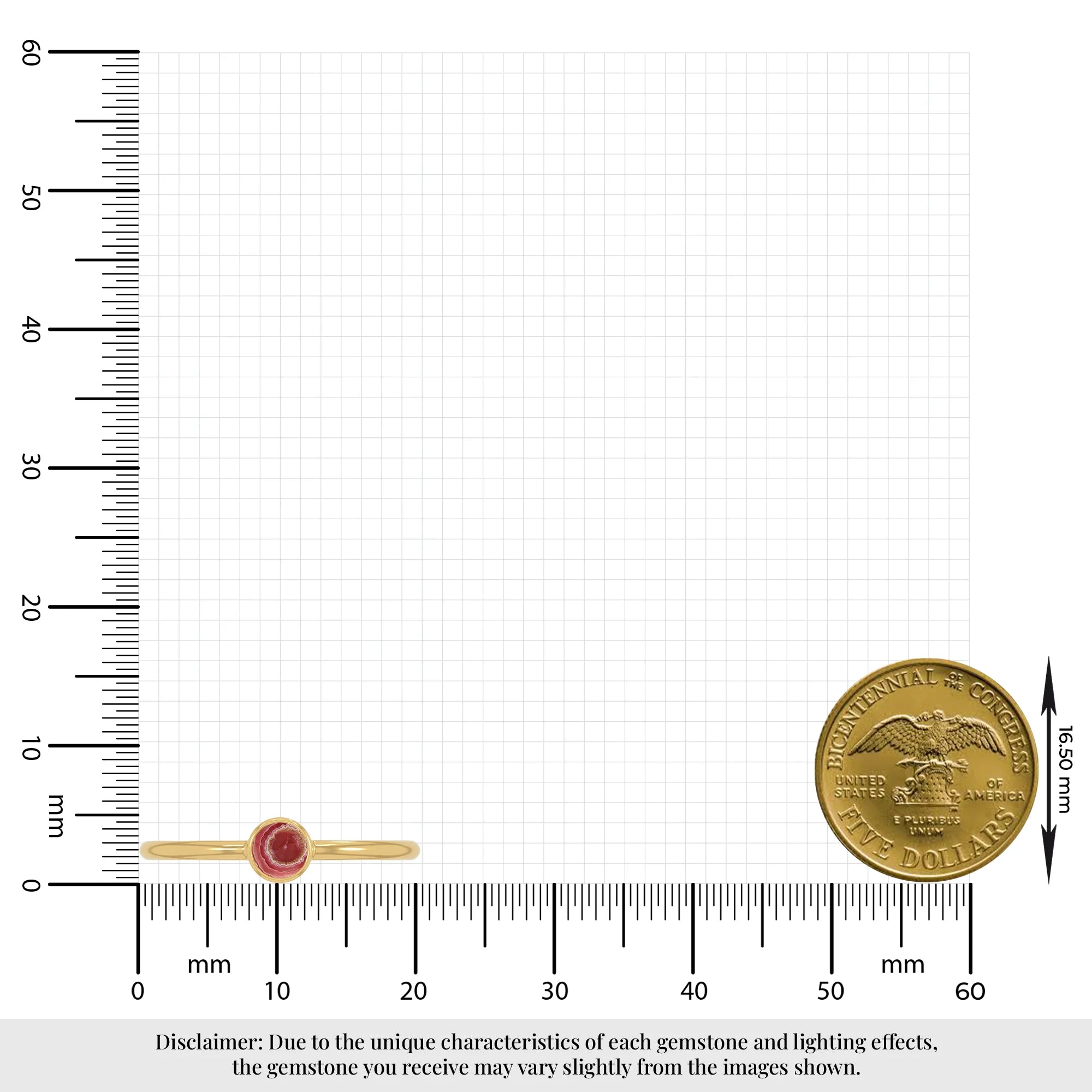 rhodochrosite bezel-set ring