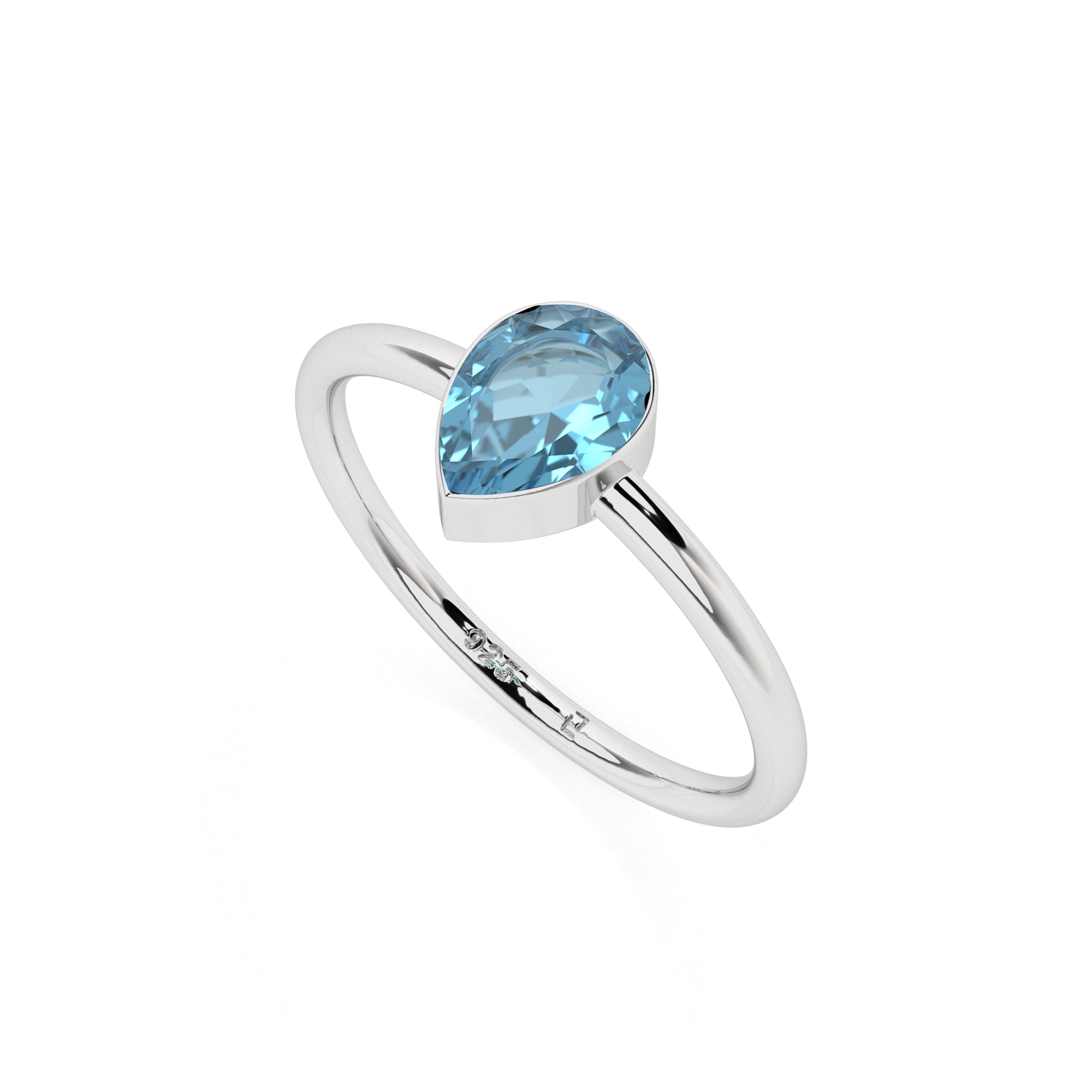 swiss-blue-topaz stackable bezel-set ring