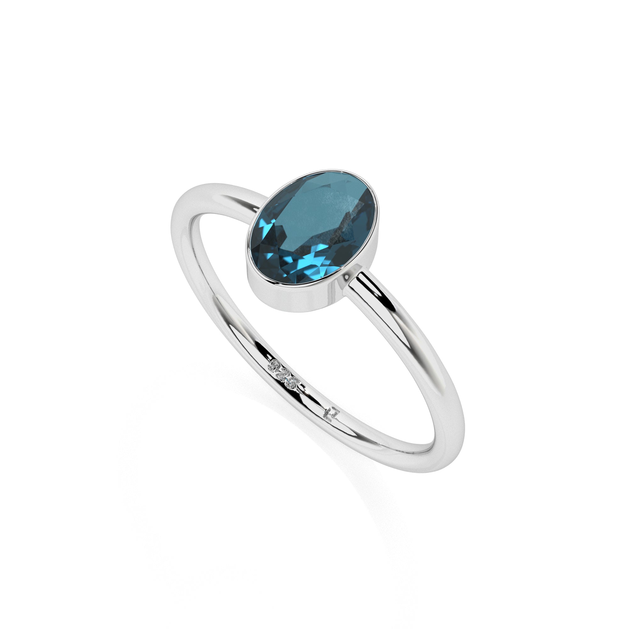 London Blue Topaz stackable bezel-set ring