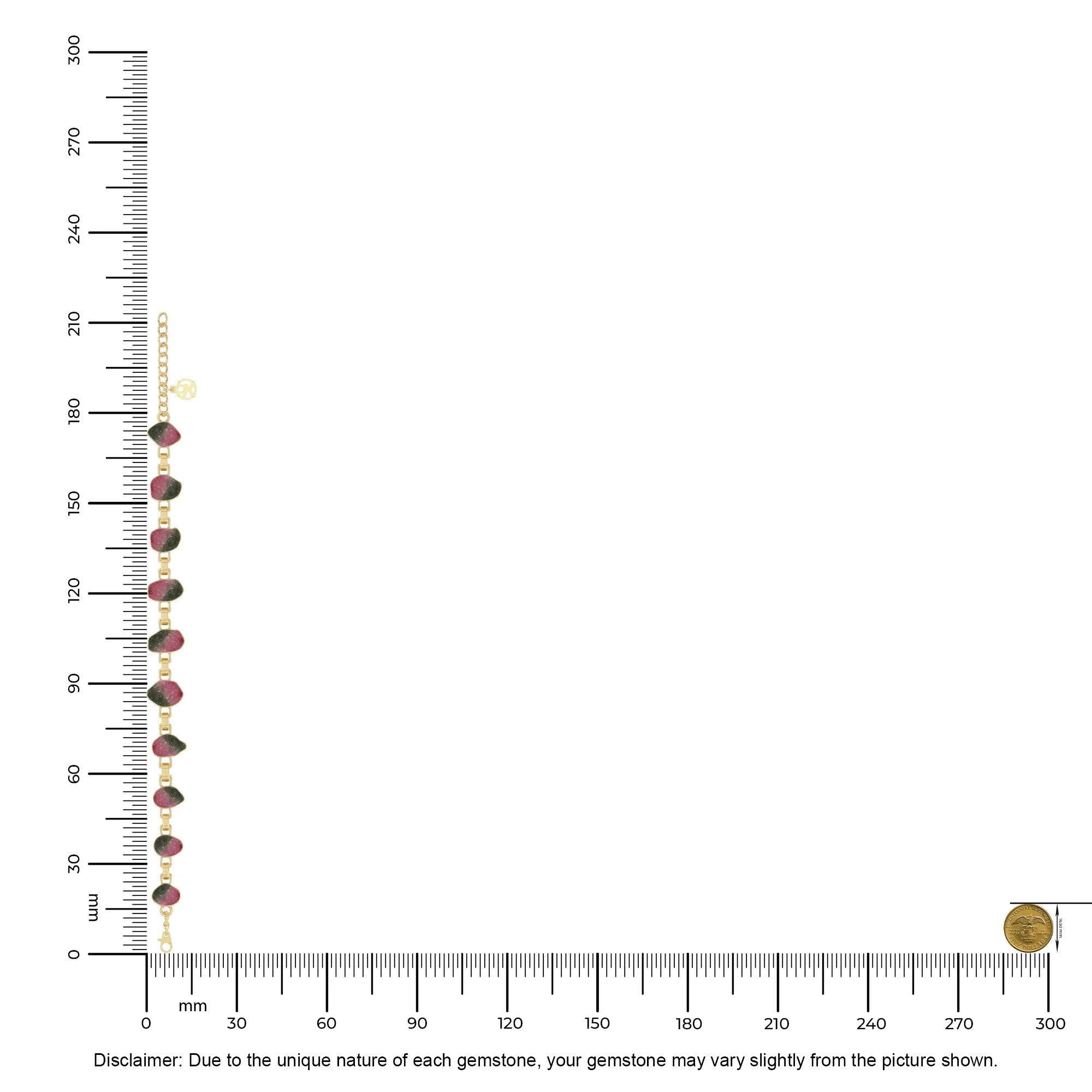 watermelon-tourmaline chain bracelet