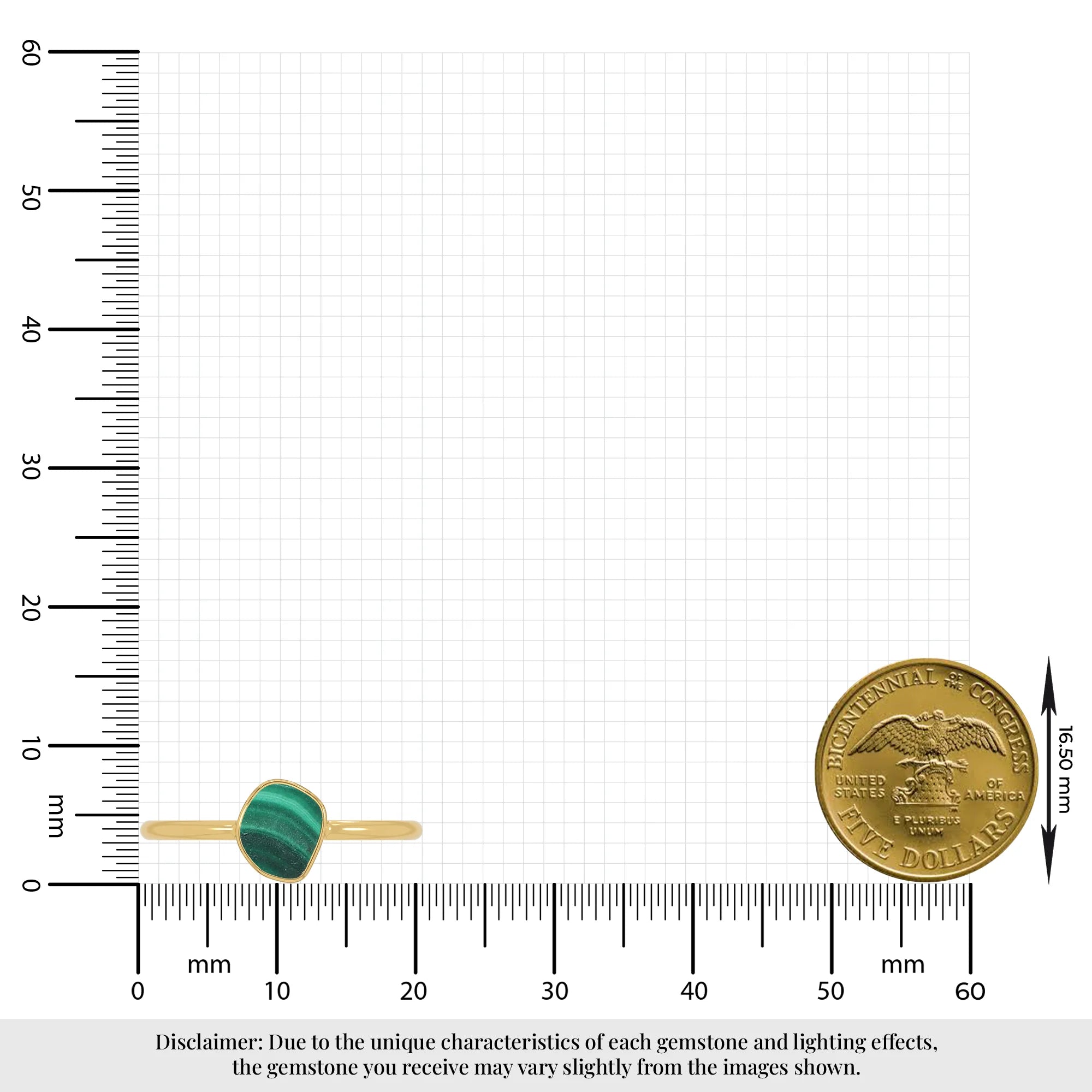 malachite stackable bezel-set ring