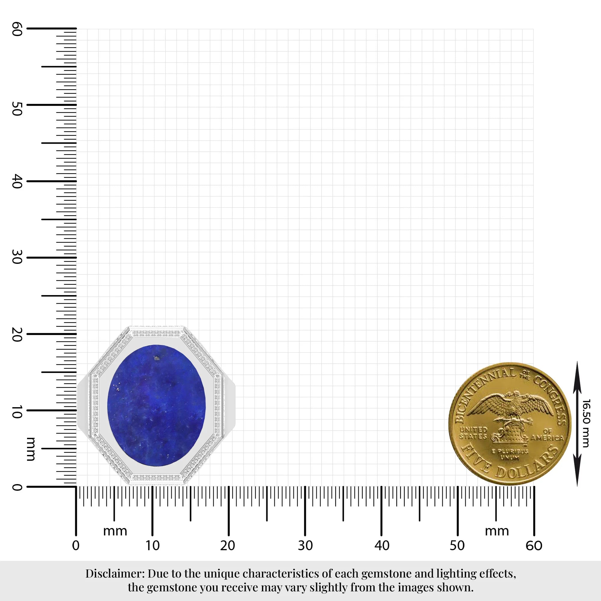 lapis lazuli men bezel-set ring