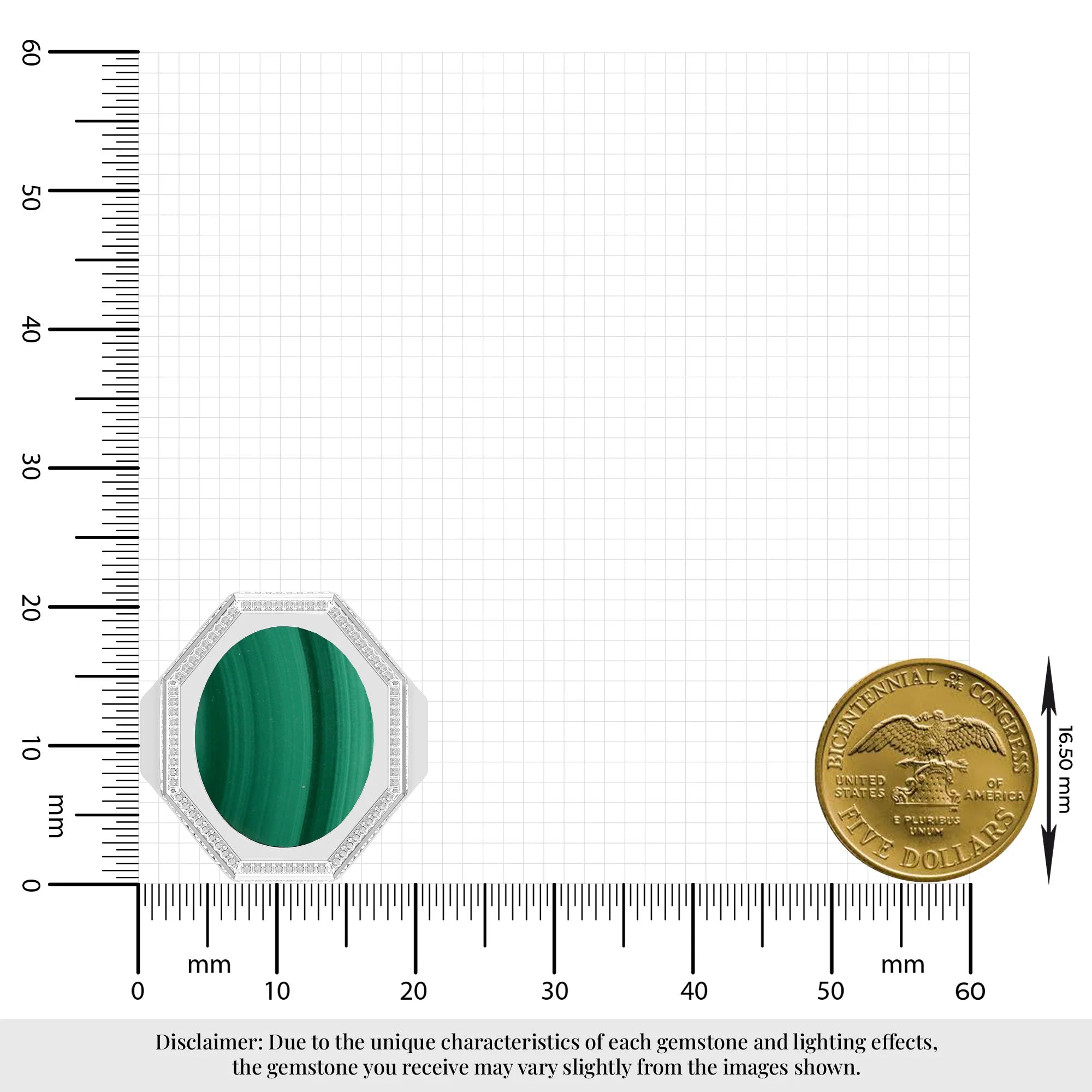 malachite men bezel-set ring