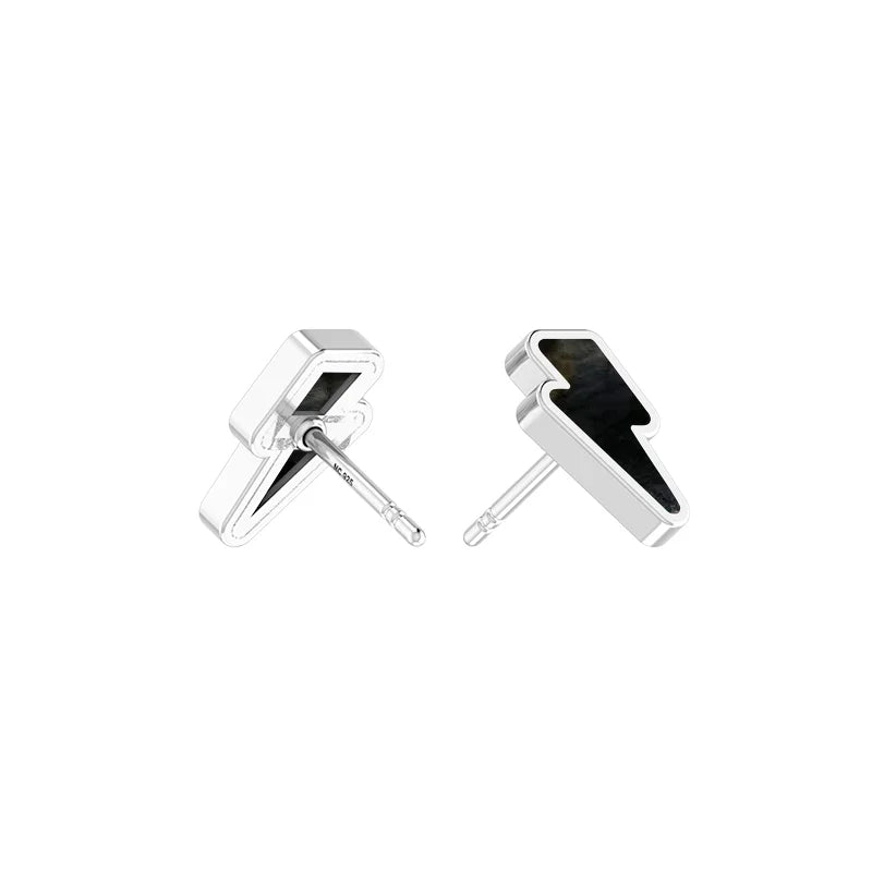 black tourmaline slice earrings
