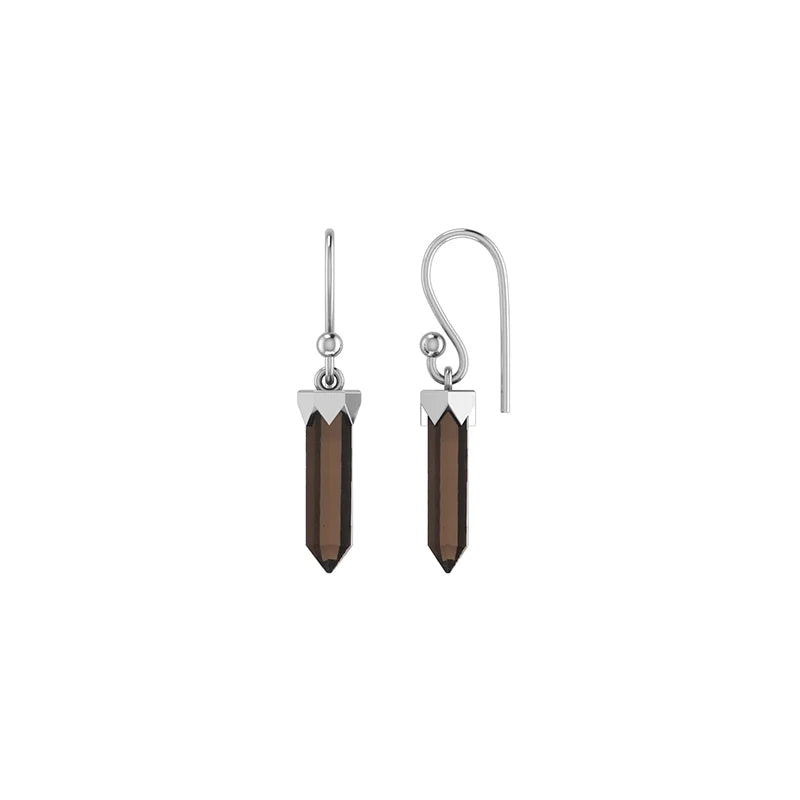 smoky quartz cut earrings