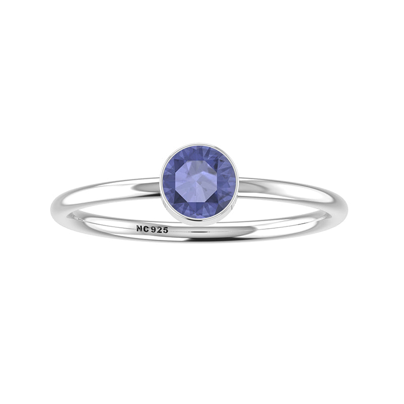 tanzanite stackable bezel-set ring