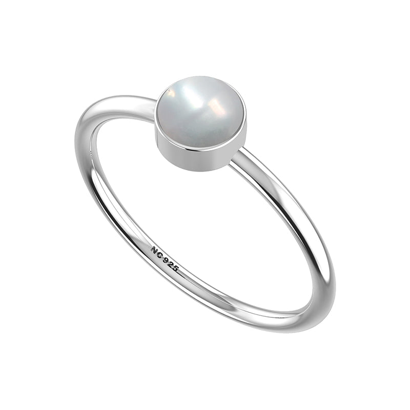 pearl stackable bezel-set ring