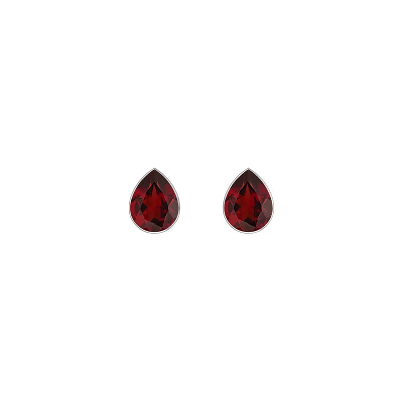 garnet cut oval earrings
