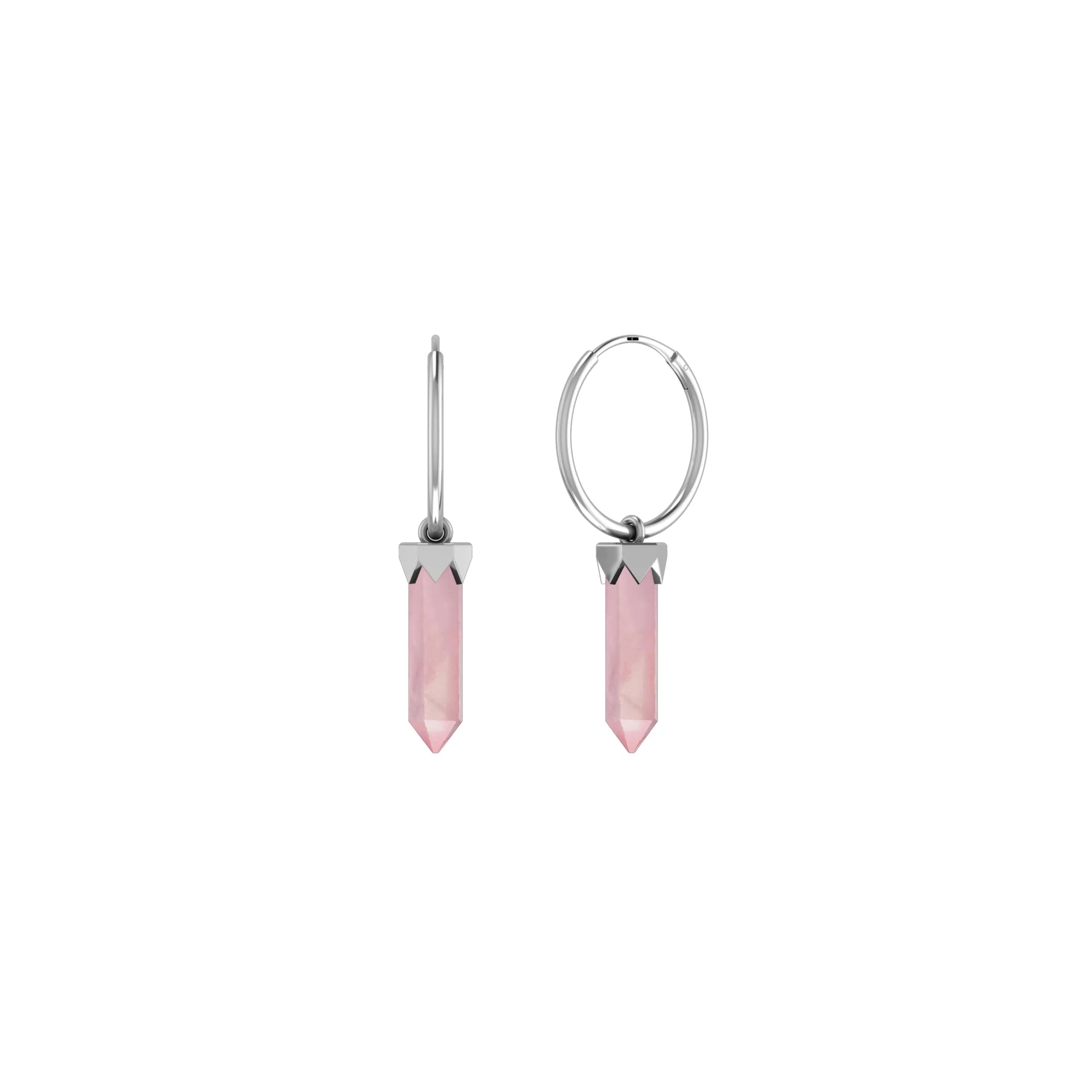 rose quartz cut earrings