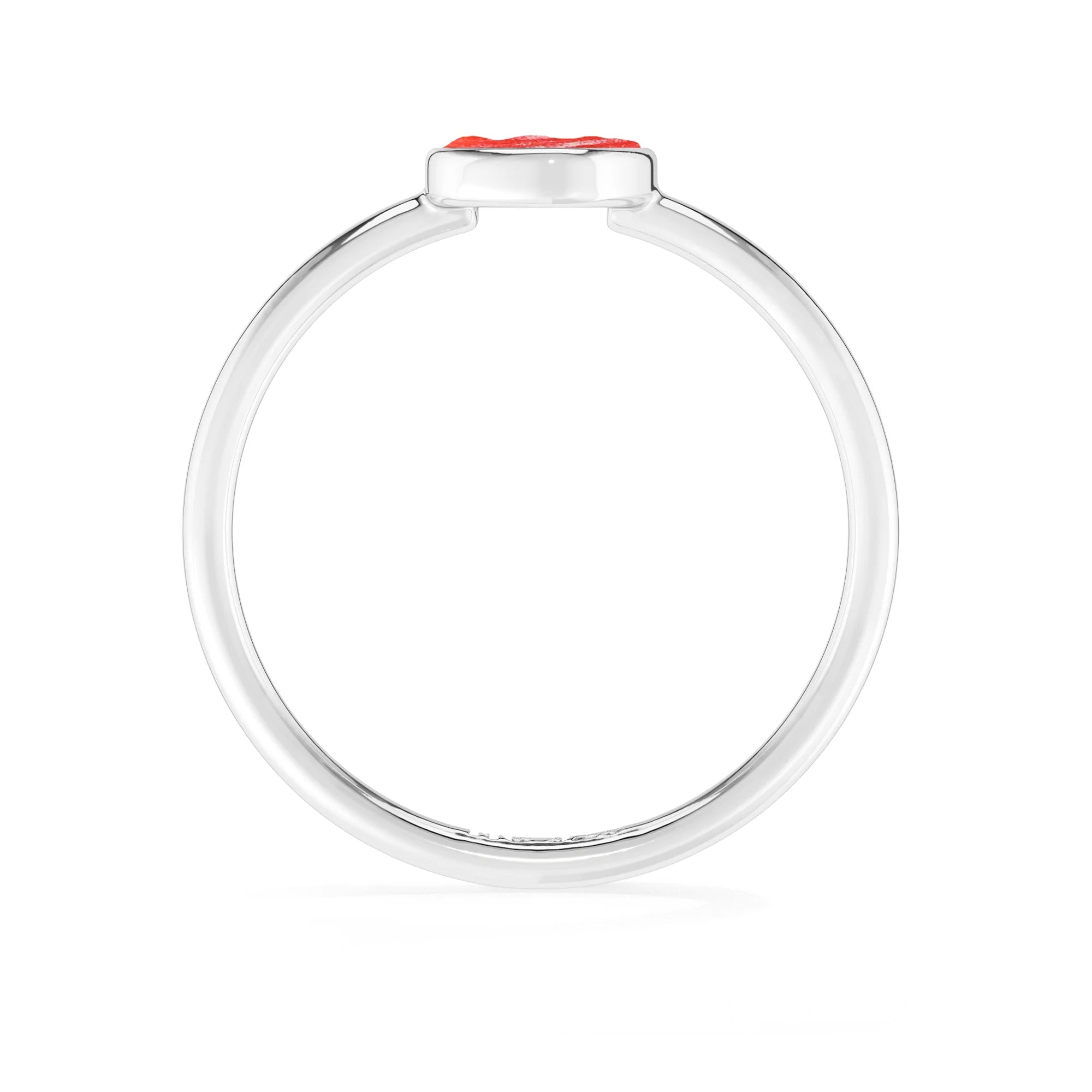 red coral stackable bezel-set ring