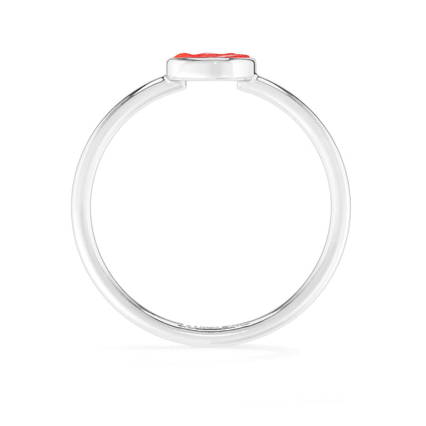 red coral stackable bezel-set ring
