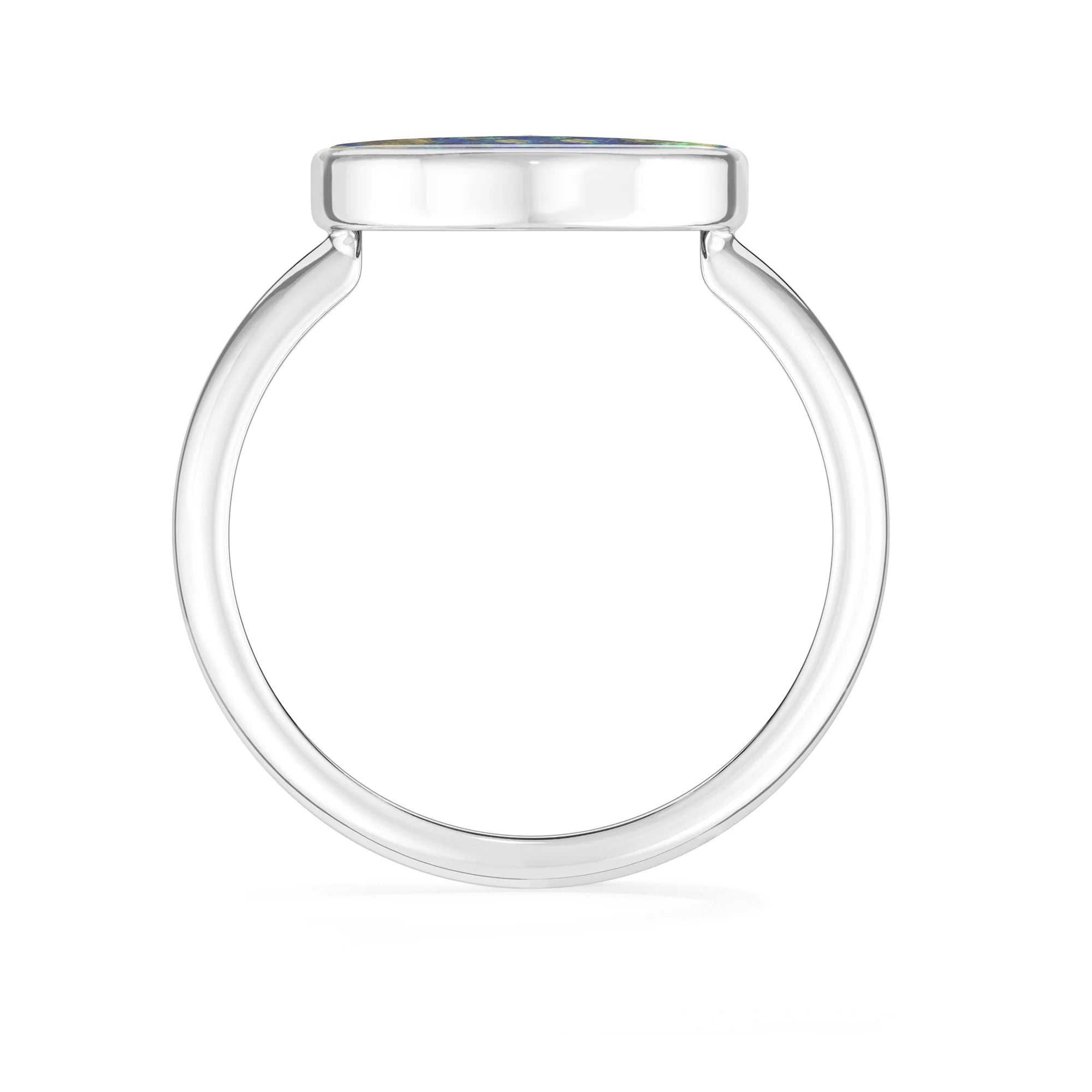 azurite malachite bezel-set ring
