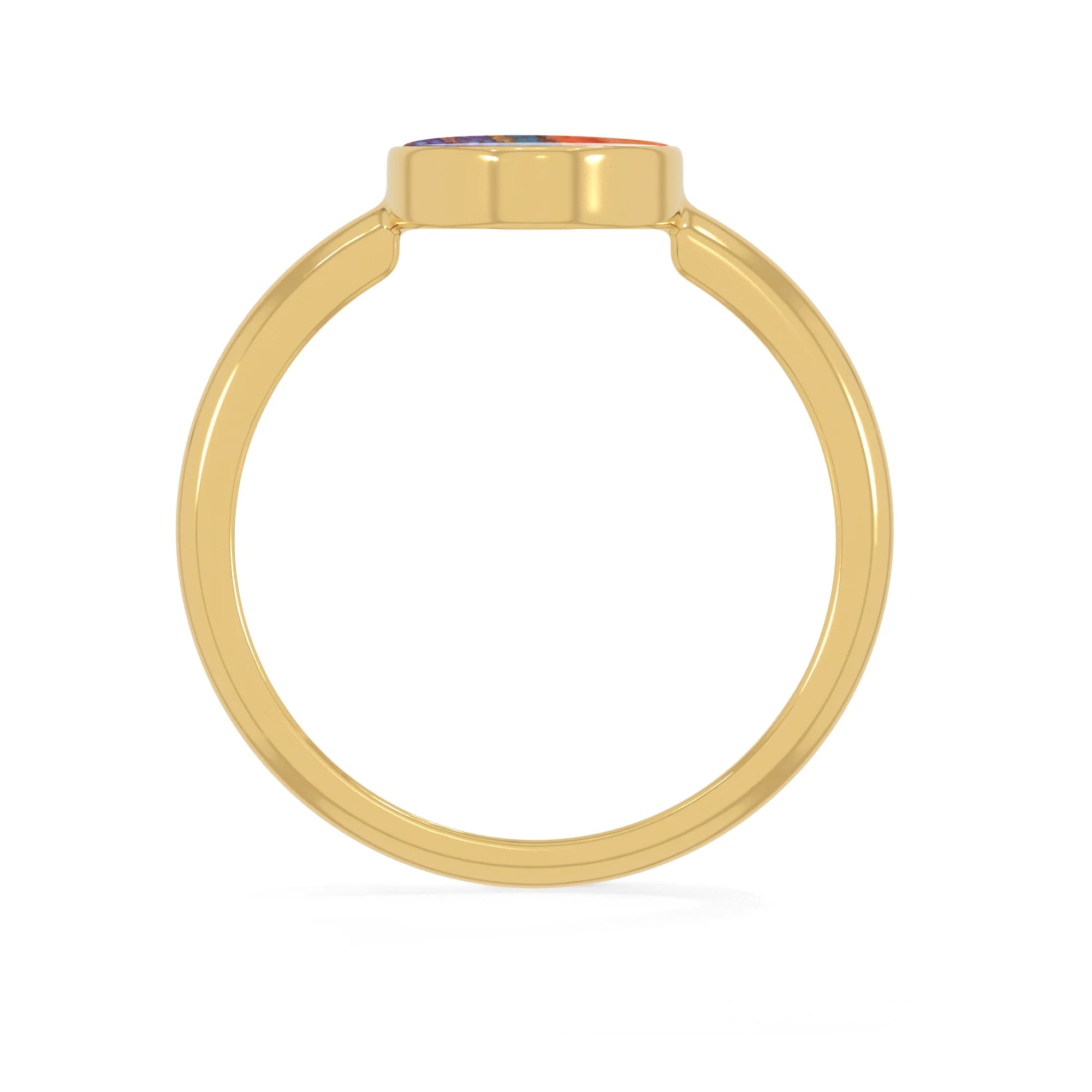 pink spiny-oyster bezel-set ring