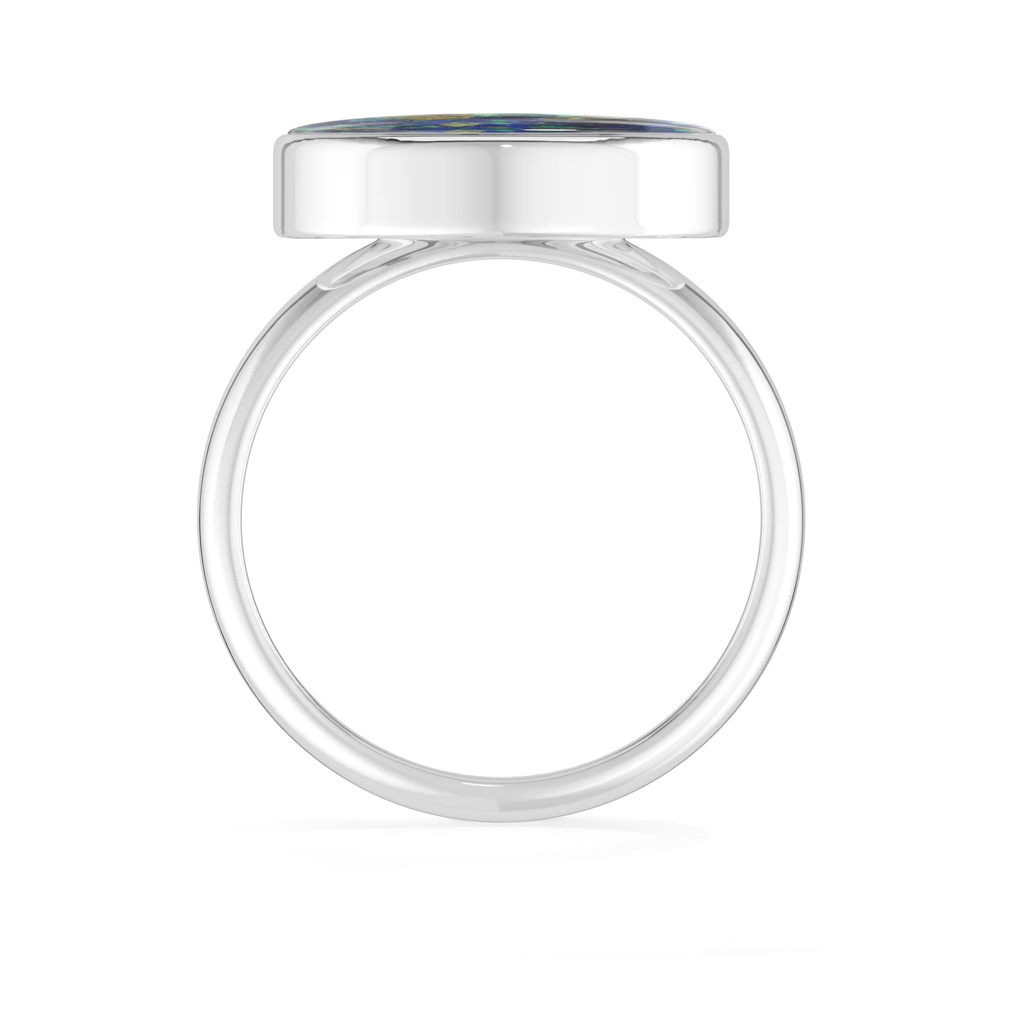 azurite malachite bezel-set ring