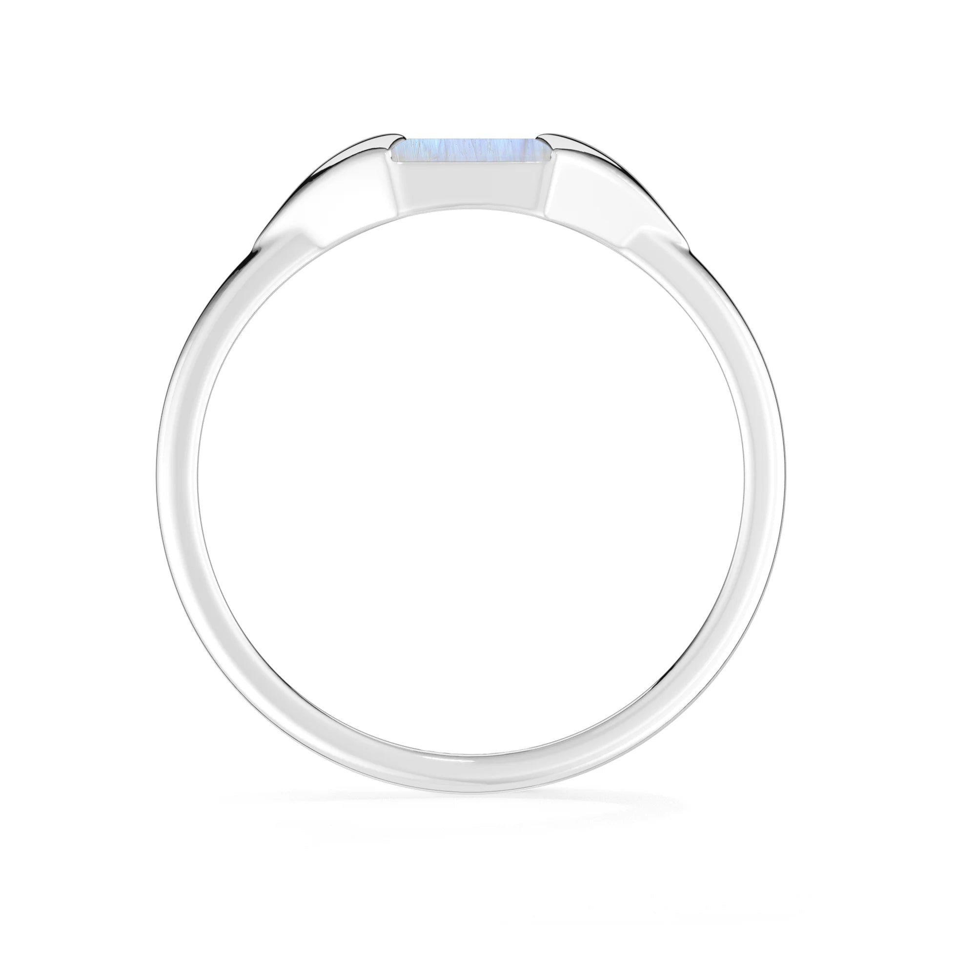 rainbow-moonstone bezel-set ring