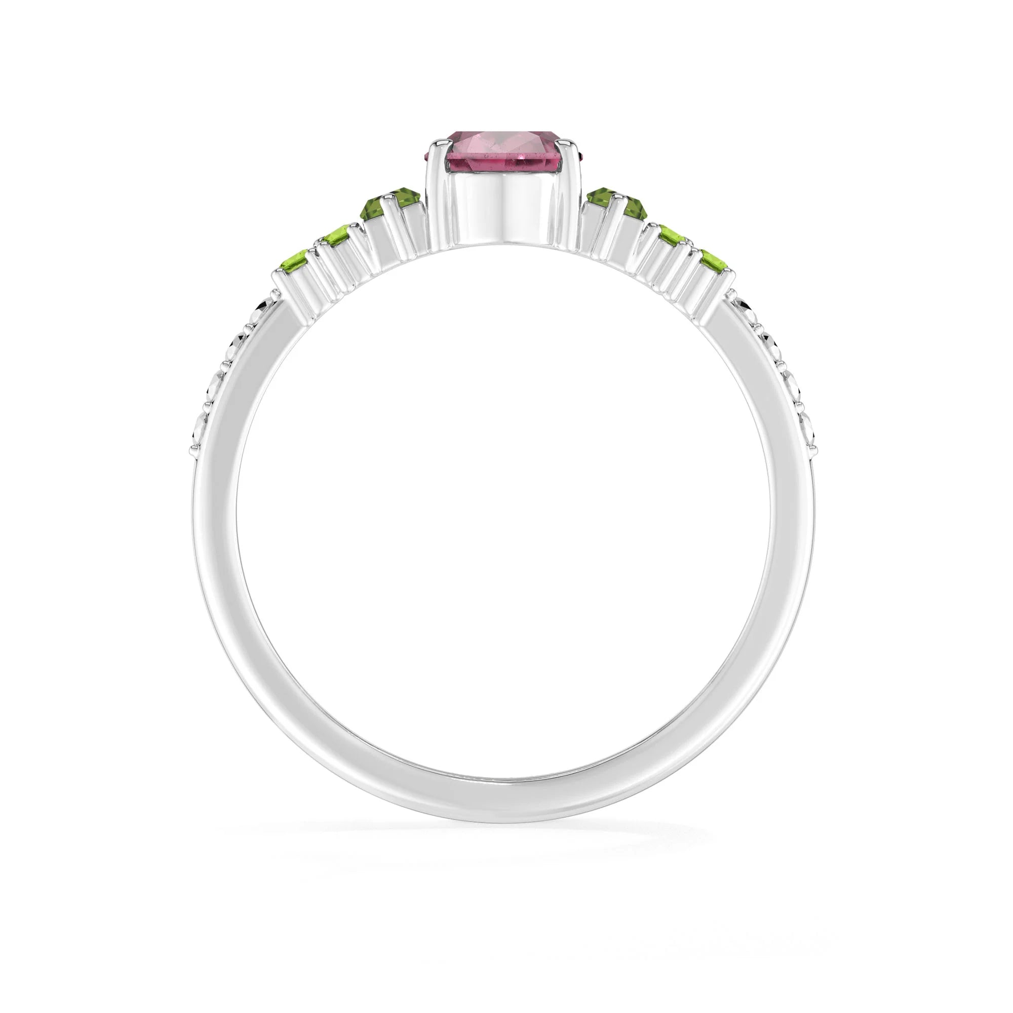 pink-tourmaline-peridot prong-set ring