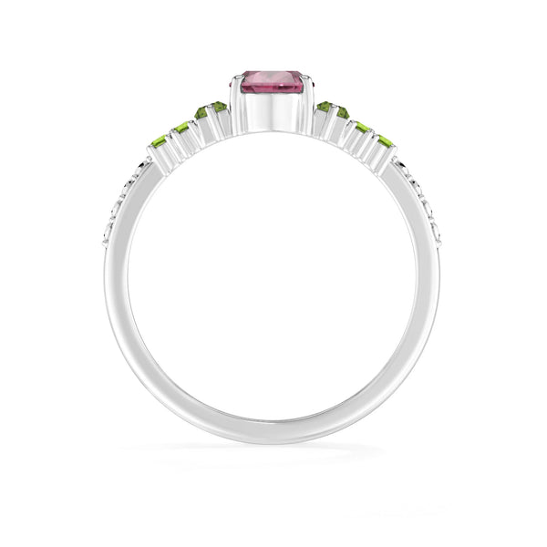 pink-tourmaline-peridot prong-set ring