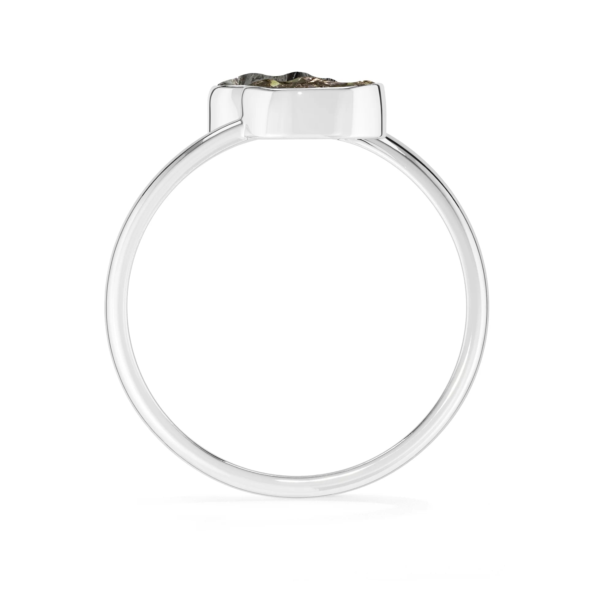 meteorite-pyrite stackable bezel-set ring