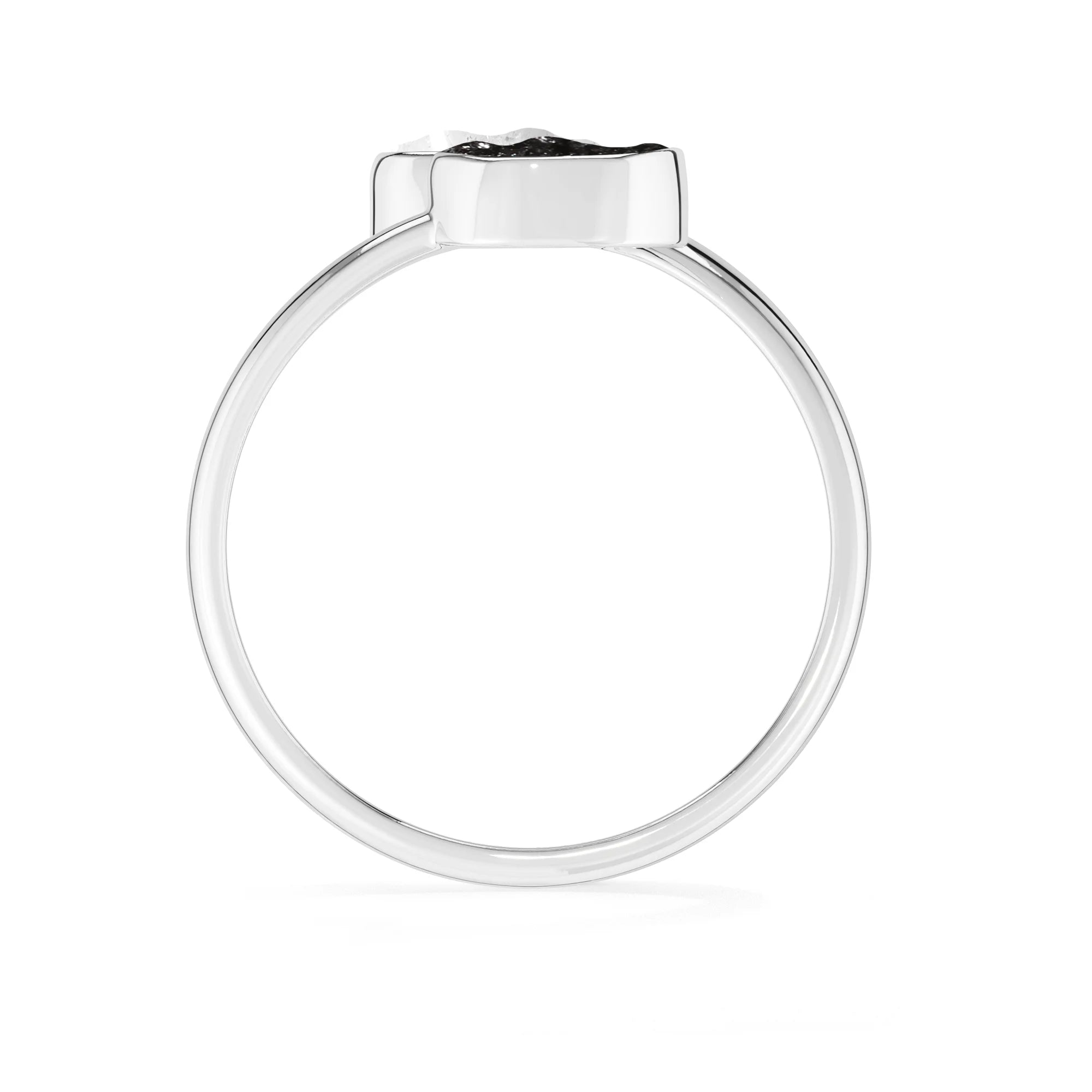 herkimer-black tourmaline bezel-set ring