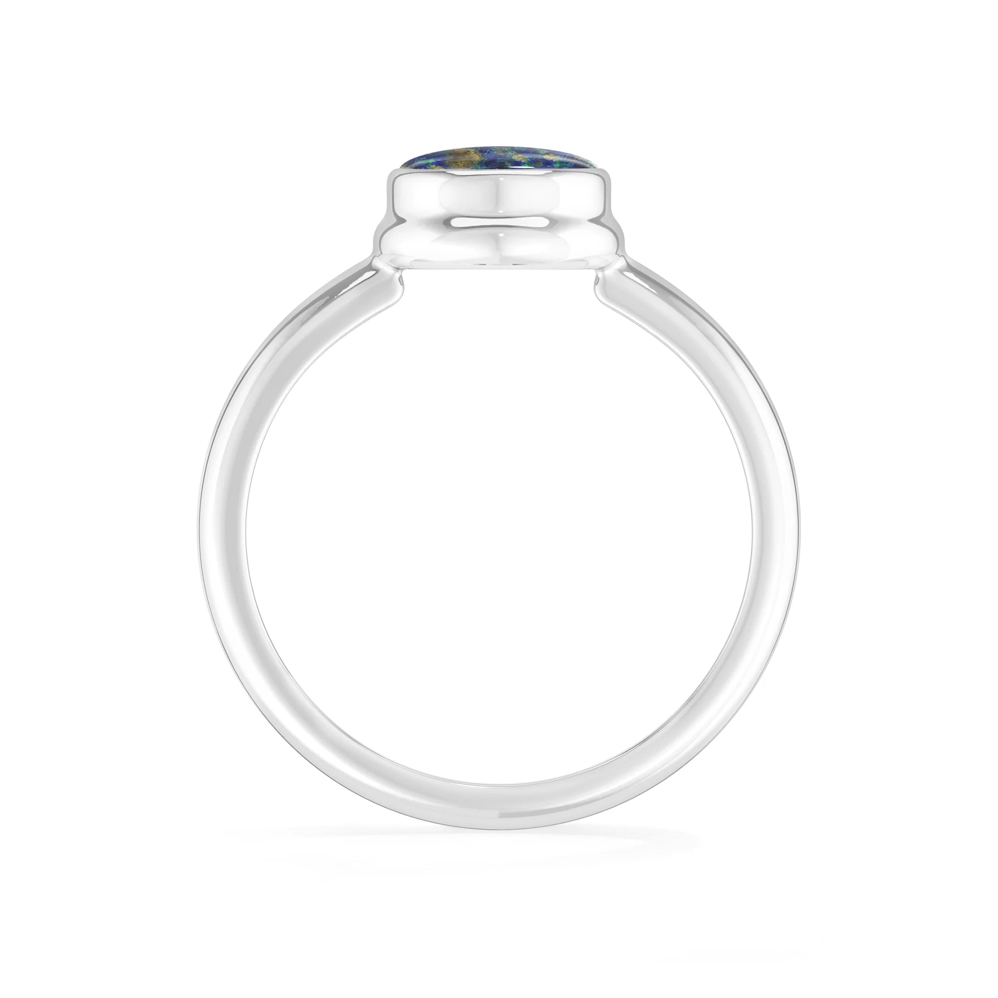 azurite malachite bezel-set ring