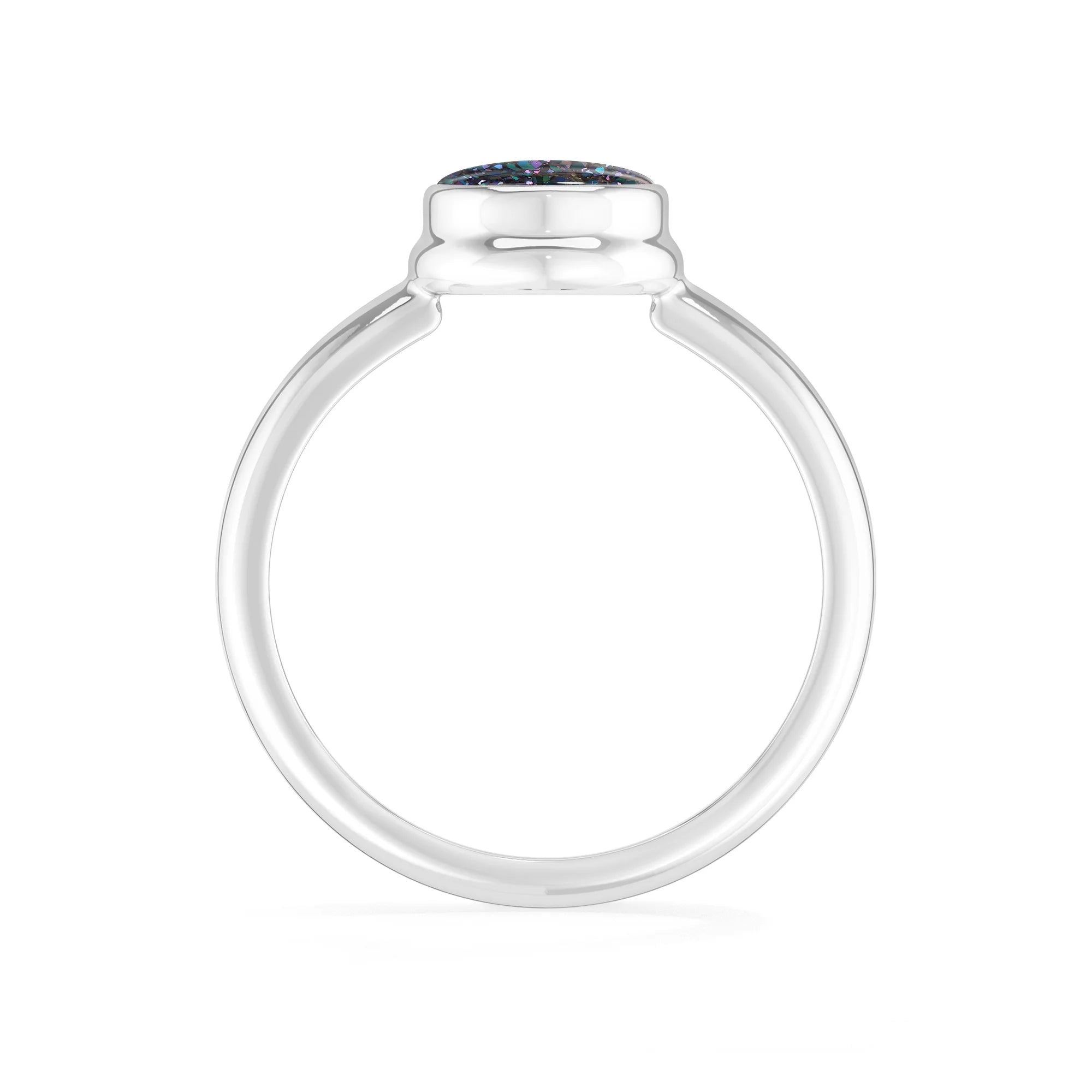 multi-titanium-druzy bezel-set ring