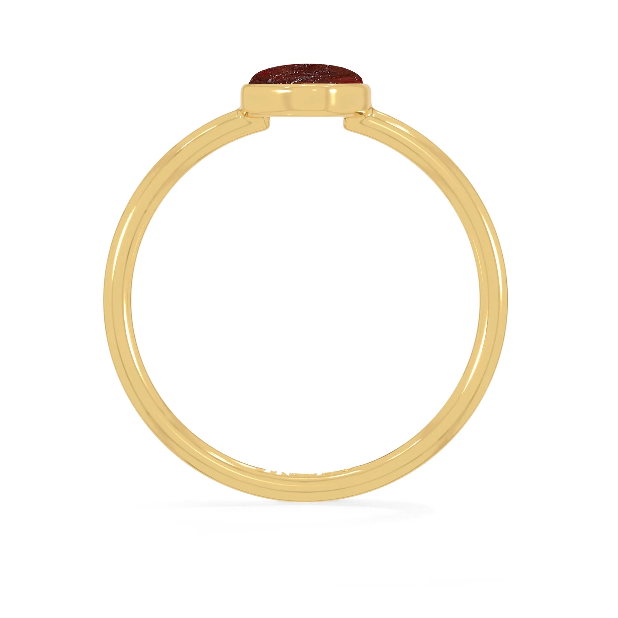 red garnet stackable bezel-set ring